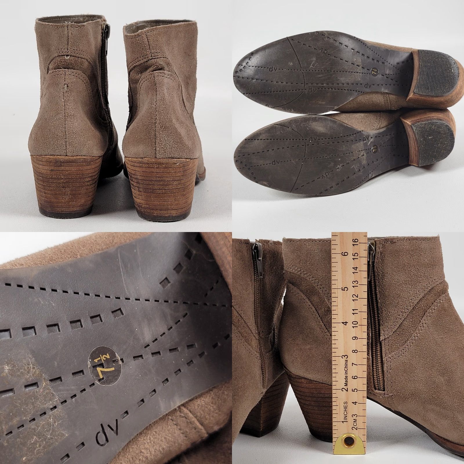 Dolce Vita DV by Dolce Vita Booties Women's 7.5 Taupe Brown Suede Zip Ankle Boots Bootie Women's 7.5 Taupe Brown Suede Zip Ankle Boots Size US 8 / IT 38 - 8 Thumbnail
