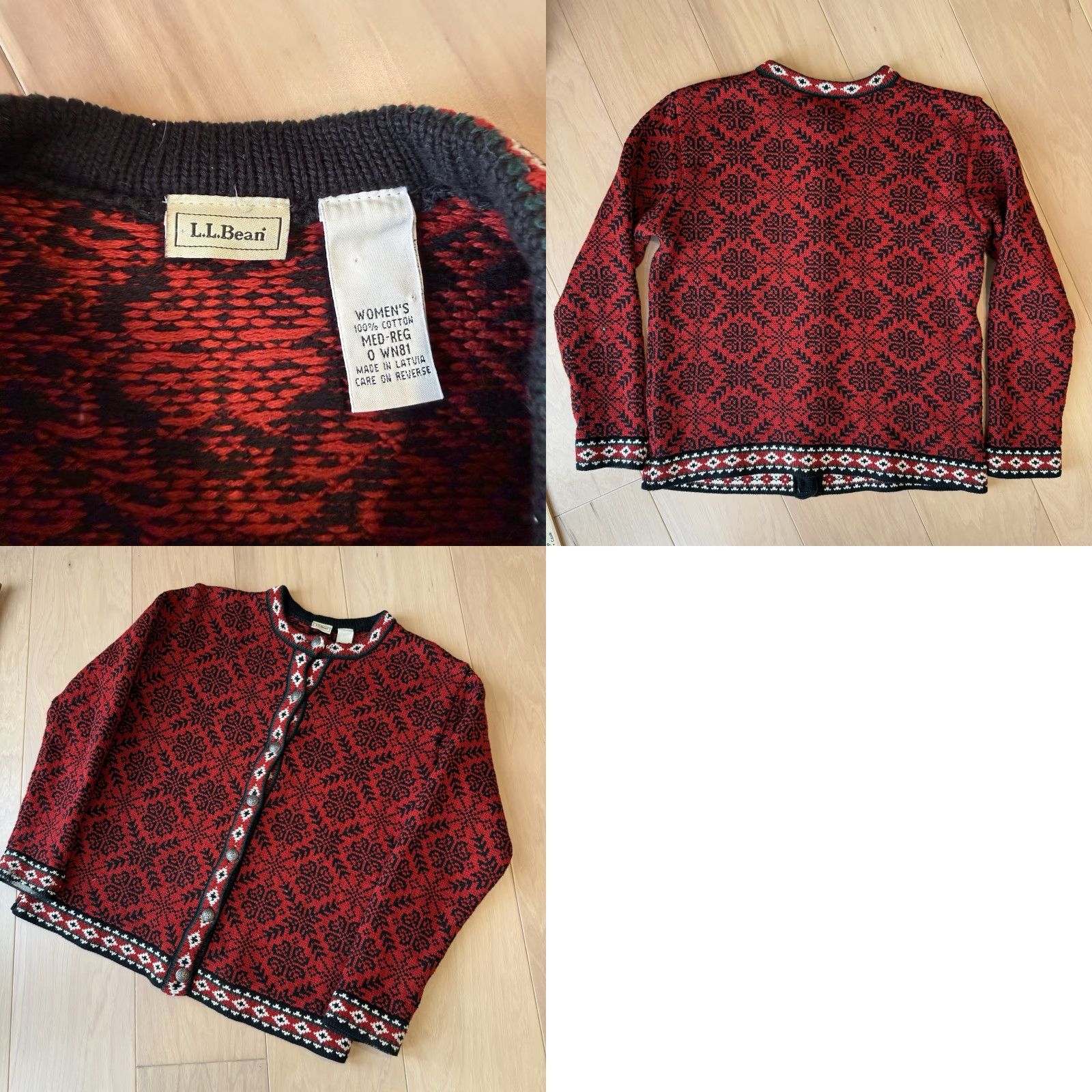 Vintage VINTAGE LL Bean Nordic Cardigan Women's M Red Argyle Norse Aran Sweater Cardigan Knit Pullover Crew Neck Size M / US 6-8 / IT 42-44 - 8 Thumbnail