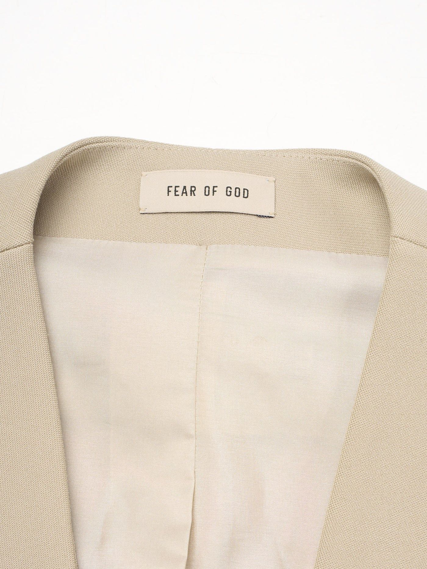 Fear of God FEAR OF GOD Beige Eternal Virgin Wool Lapelless Jacket Size 40R - 4 Thumbnail