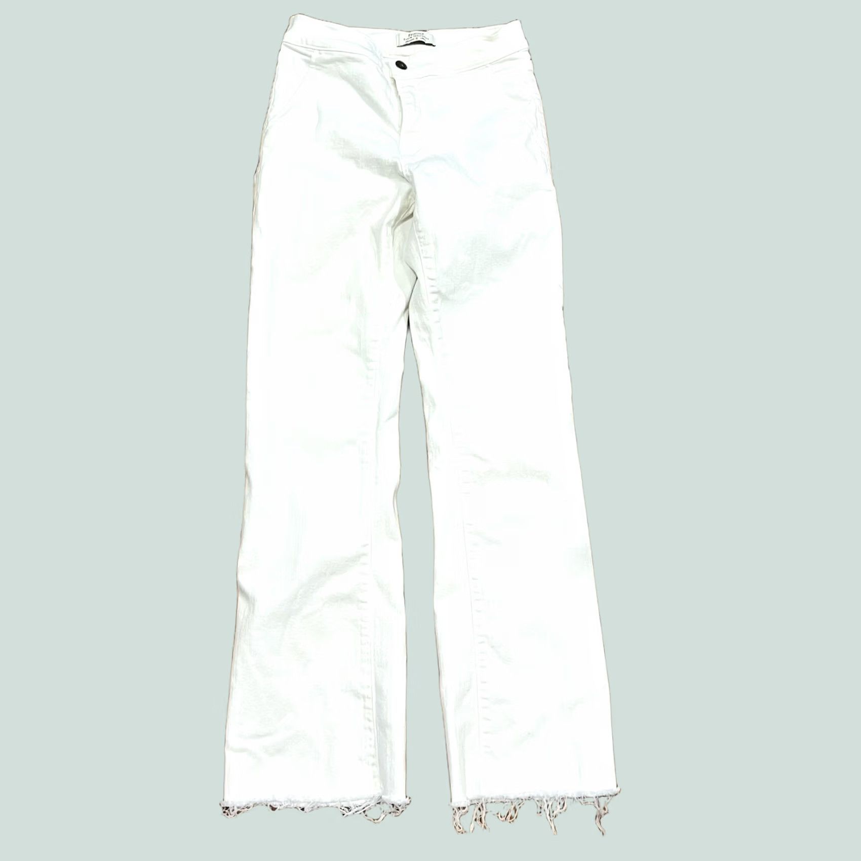 Vintage Principle Denim White Jeans The Allure Mid Rise Raw Frayed Hem Stretch Size 27 Womens Jeans Bootcut Size 27" / US 4 / IT 40 - 1 Thumbnail