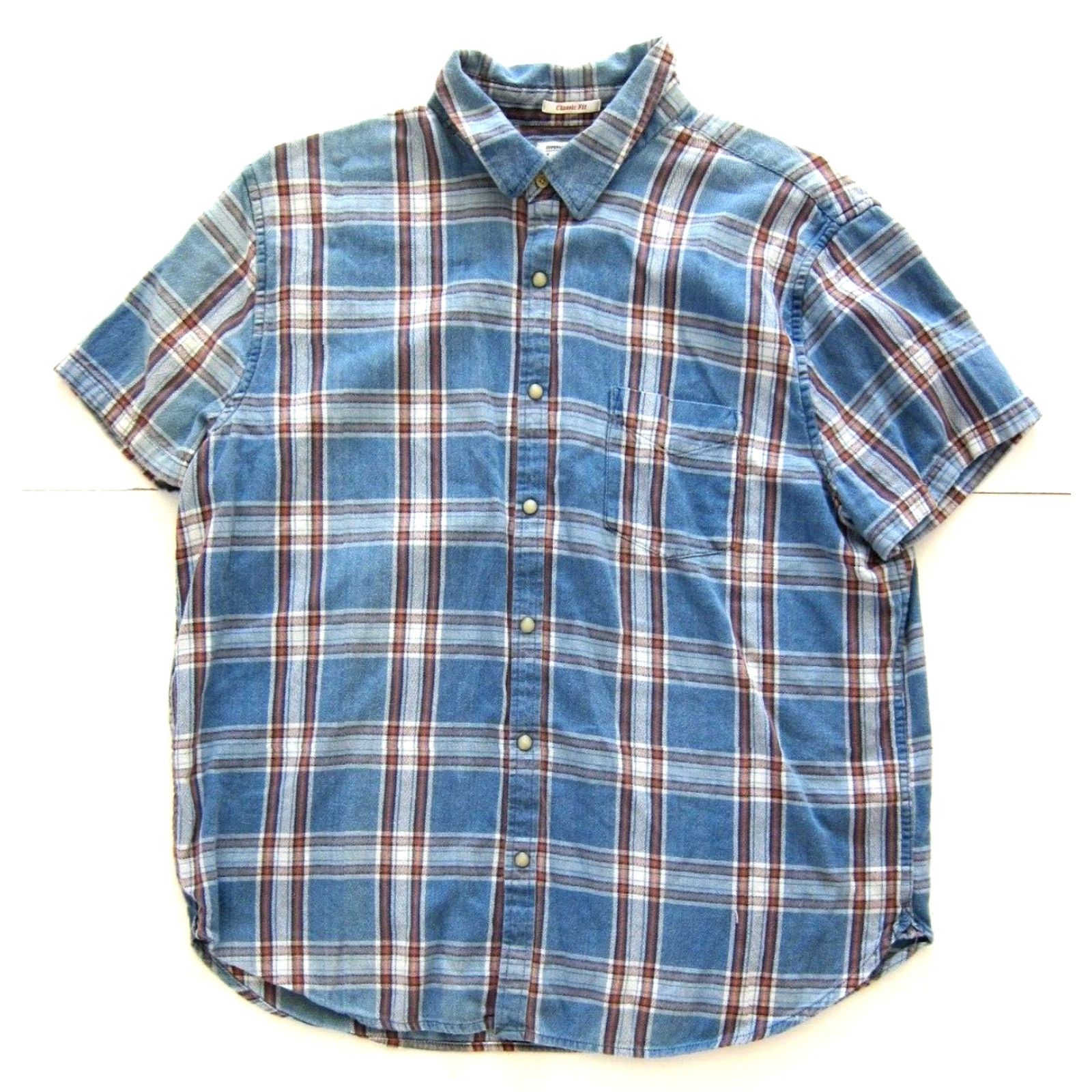 Lucky Brand Lucky Brand Classic Fit Blue Plaid Cotton Button Down Short Sleeve Shirt Men XL Size US XL / EU 56 / 4 - 2 Thumbnail