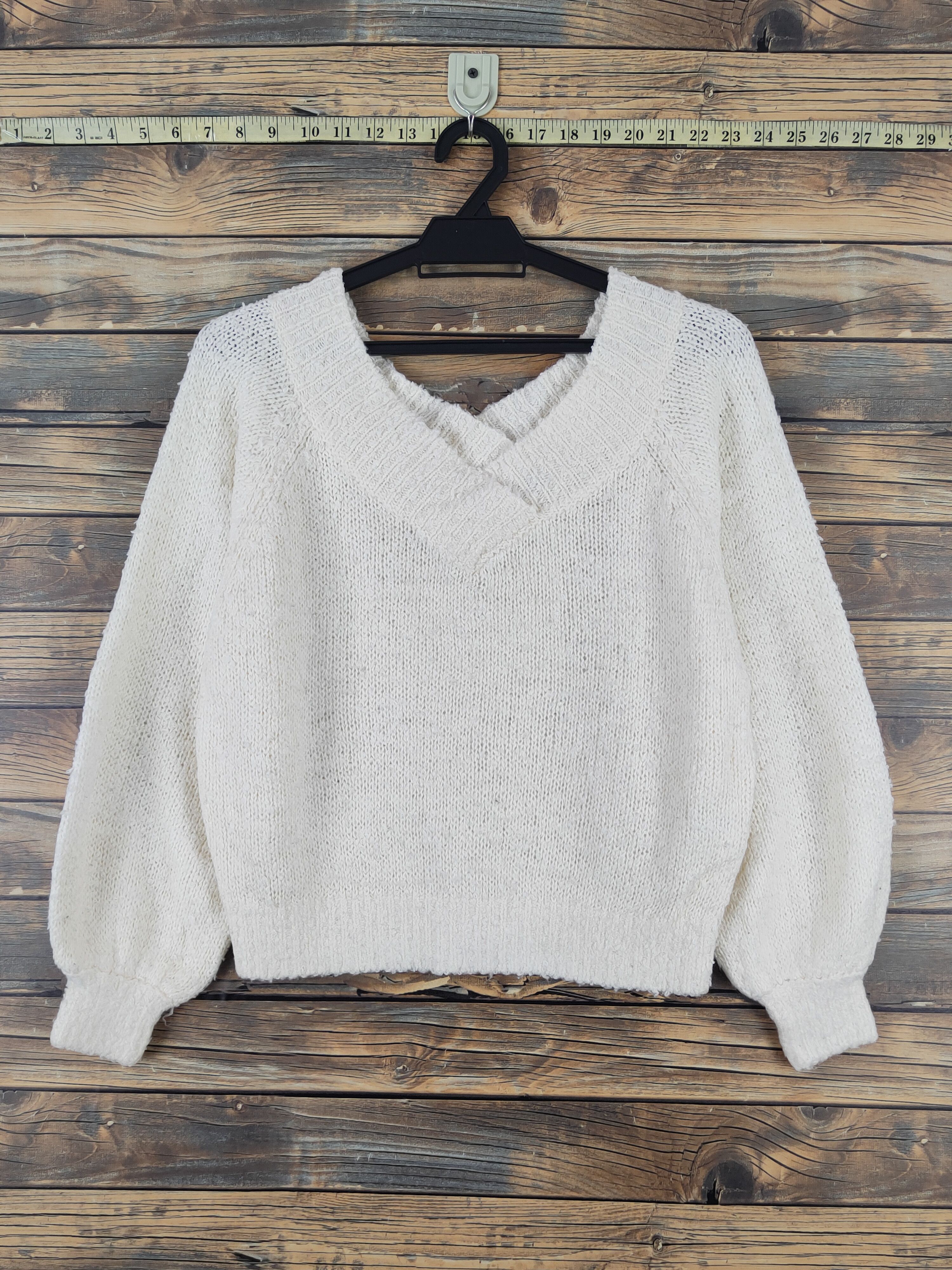 Japanese Brand Heather Ivory Knitwear Crop Tops #W1100 Size S / US 4 / IT 40 - 1 Thumbnail