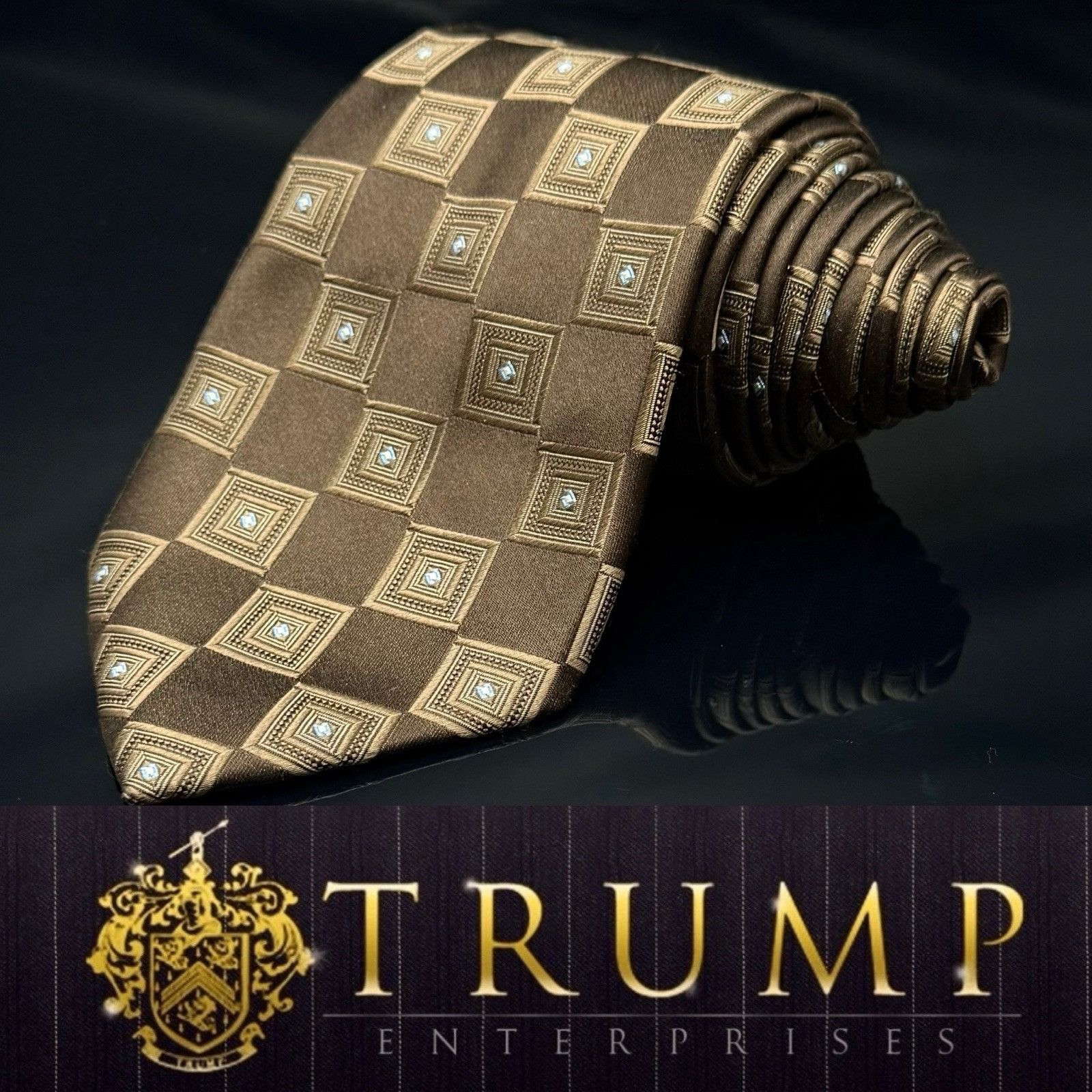 Donald Trump Donald Trump Signature Collection Neutral Brown Silk Necktie Size ONE SIZE - 1 Thumbnail
