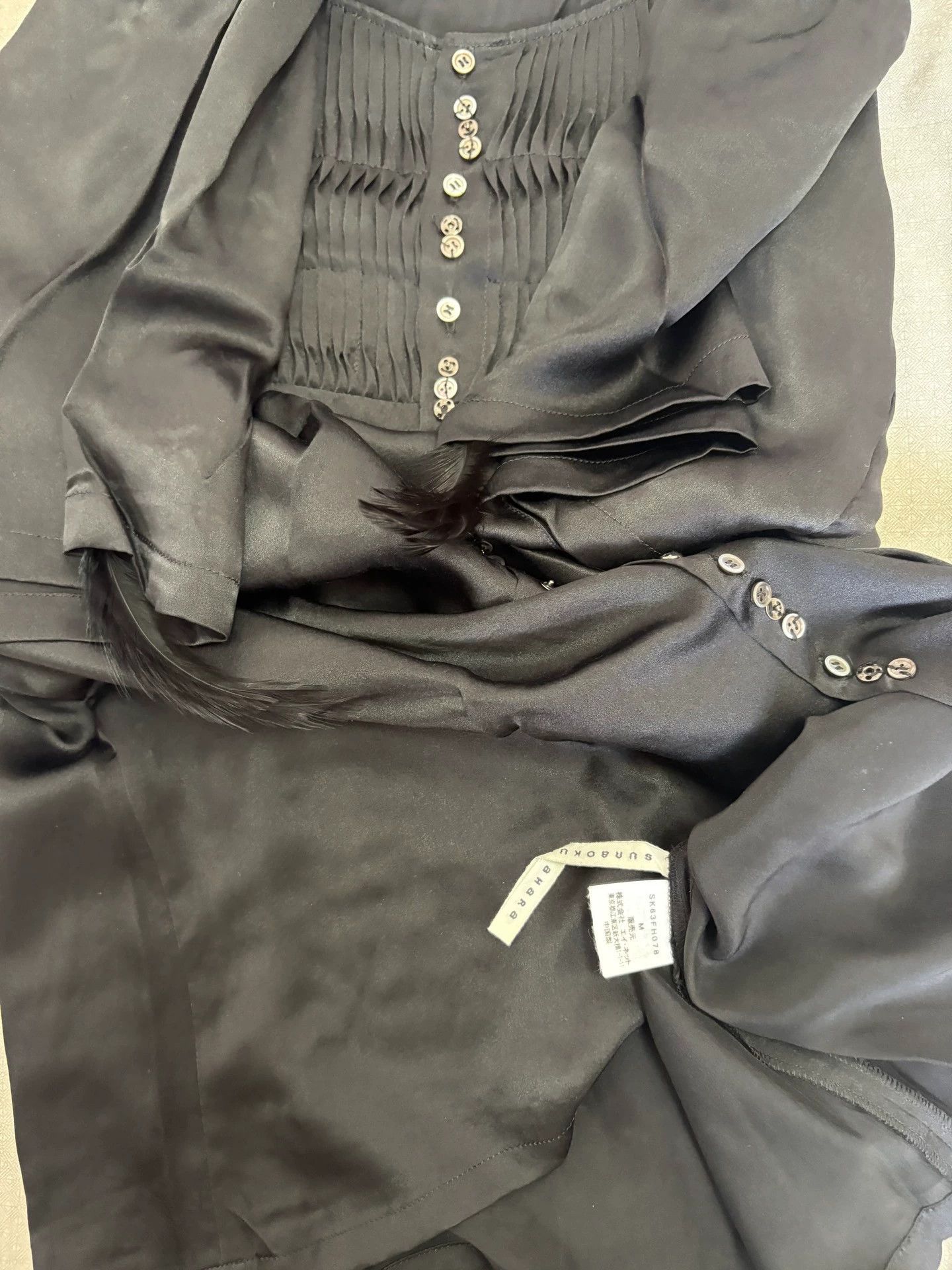 Sunao Kuwahara sunaokuwahara vintage dress feather collar pleats buttoned Size M / US 6-8 / IT 42-44 - 6 Thumbnail