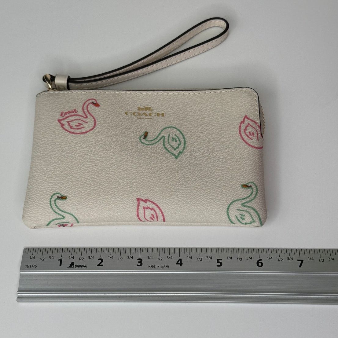 Coach Coach Corner Zip Wristlet with Swan Print Small Clutch Purse Size ONE SIZE - 7 Thumbnail