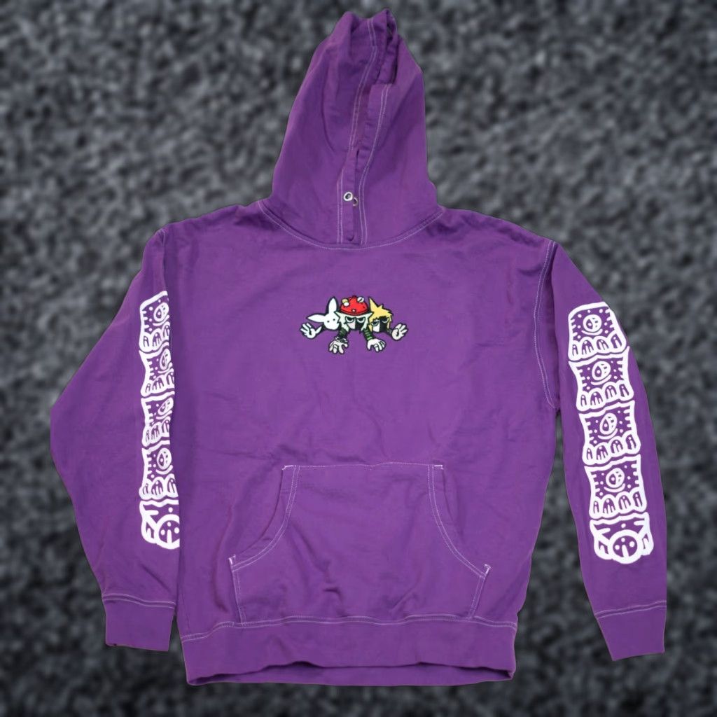 J Brand Kodone Purple Hoodie Men XL Pullover Sweatshirt Long Sleeve Logo Fleece 90s Graphic Print Size US XL / EU 56 / 4 - 1 Thumbnail