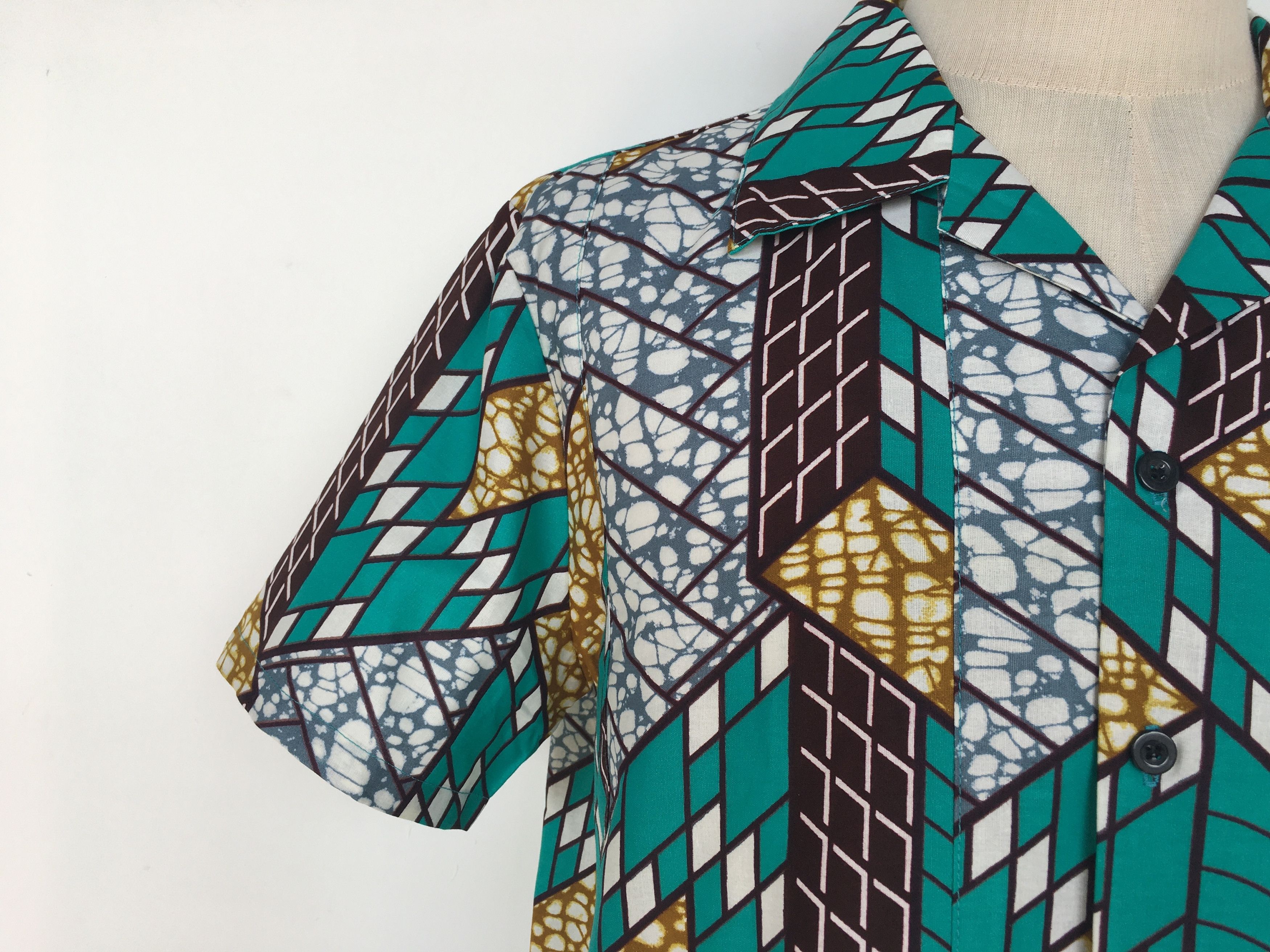 Other African Wax Print Men Shirt Short Sleeves Summer Size US M / EU 48-50 / 2 - 6 Thumbnail