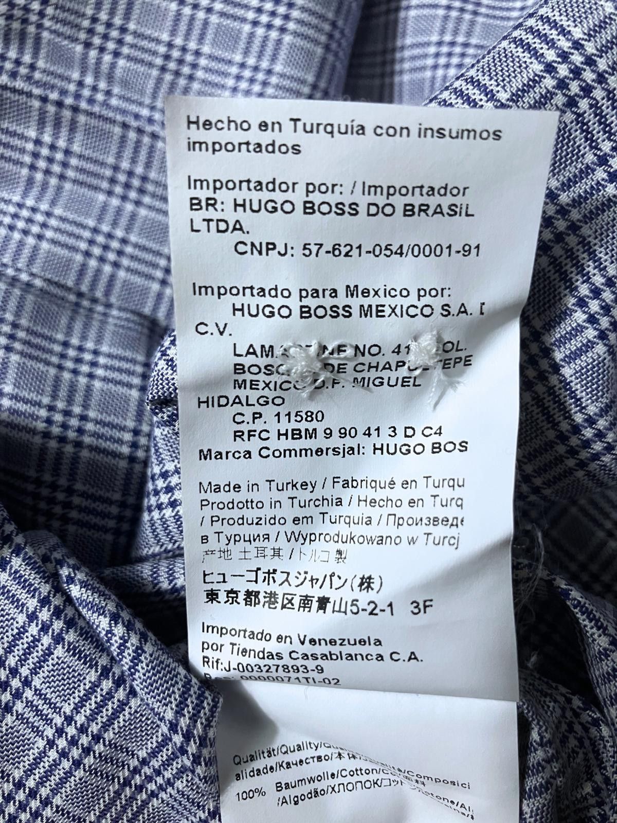Hugo Boss Hugo Boss Regular Fit Plaid Shirt Blue Cotton 16.5 Size 38R - 8 Thumbnail