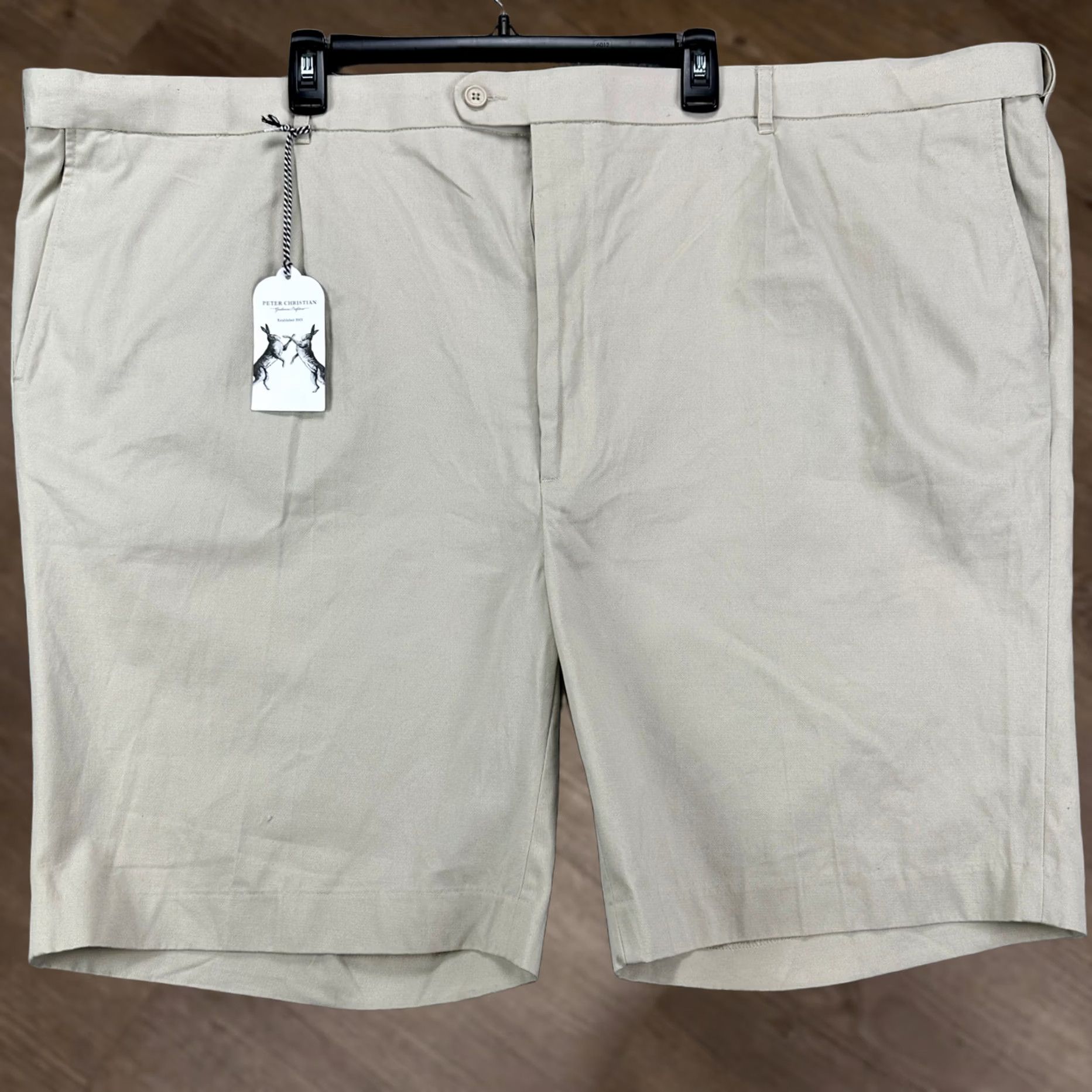 Vintage Peter Christian Mens Khaki Shorts 56 Beige Flat Front Pocket Casual Cotton NEW Size US 40 / EU 56 - 1 Thumbnail