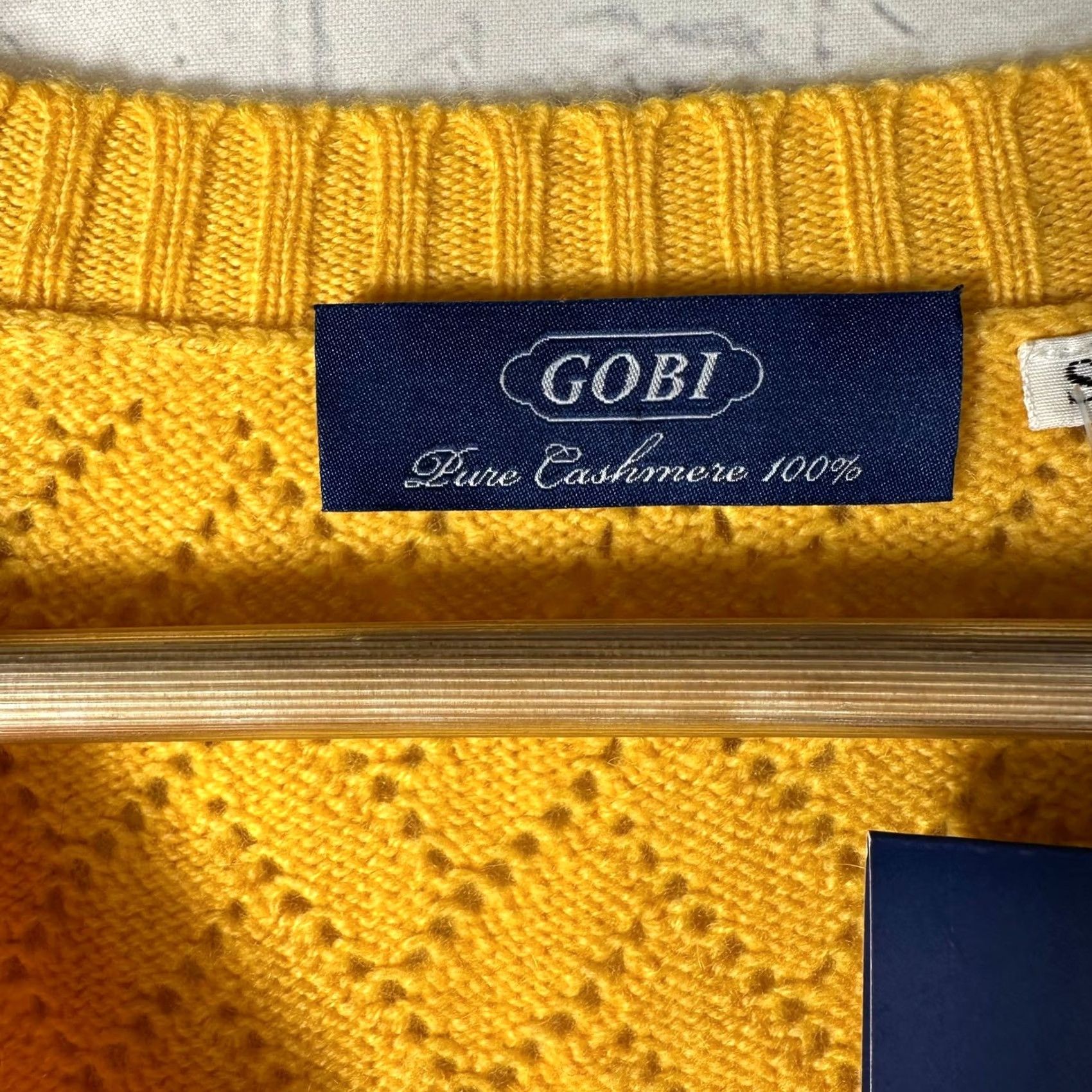 Vintage Gobi Cashmere Tunic Sweater Womens S Yellow V-Neck Chevron Pointelle Open-Knit Long Sleeve 100% Cashmere New Size S / US 4 / IT 40 - 3 Thumbnail