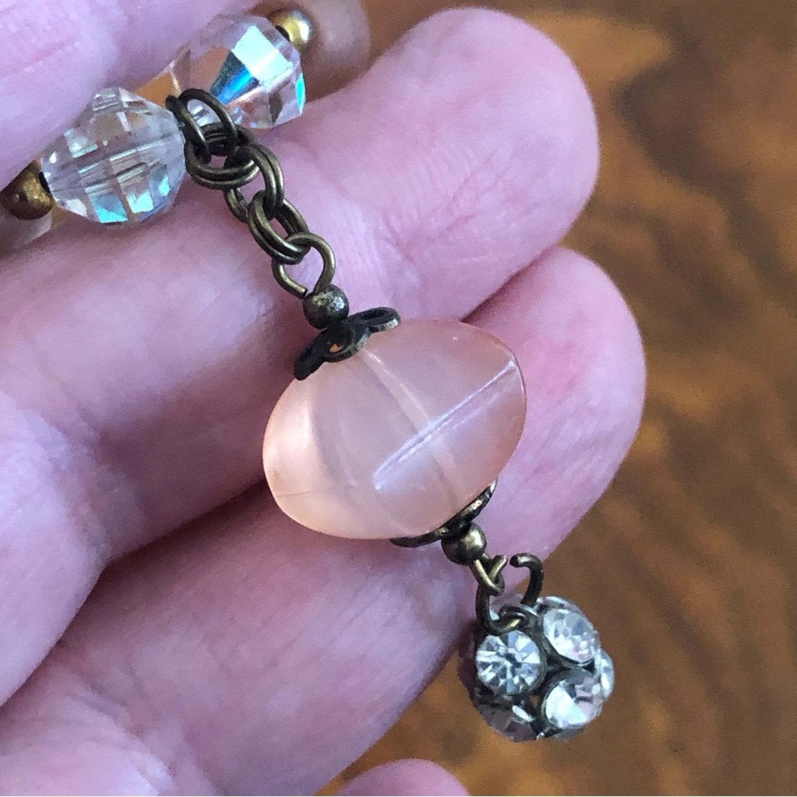 Handmade Handcrafted repurpose crystal antique rose Pearl necklac Size ONE SIZE - 8 Thumbnail