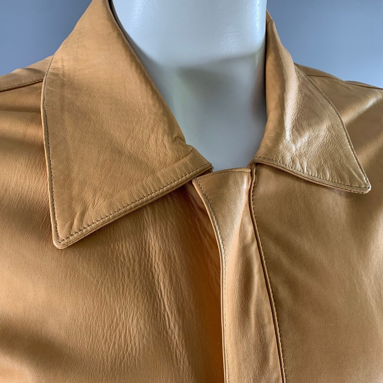 Other SCUOLA DEL CUOIO Size XL Camel Leather Bomber Jacket Size US XL / EU 56 / 4 - 2 Thumbnail