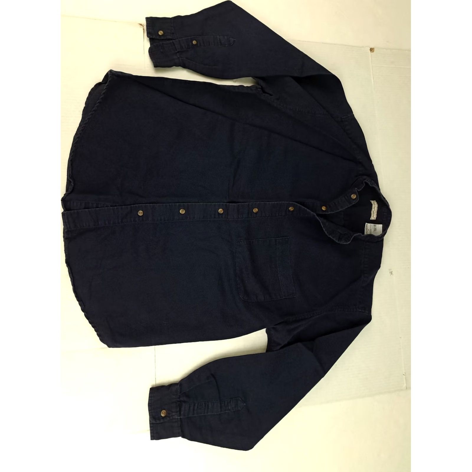 Bugle Boy Vintage Bugle Boy Co. Shirt XL Blue Cotton Canvas Collarless Button Men Size US XL / EU 56 / 4 - 3 Thumbnail