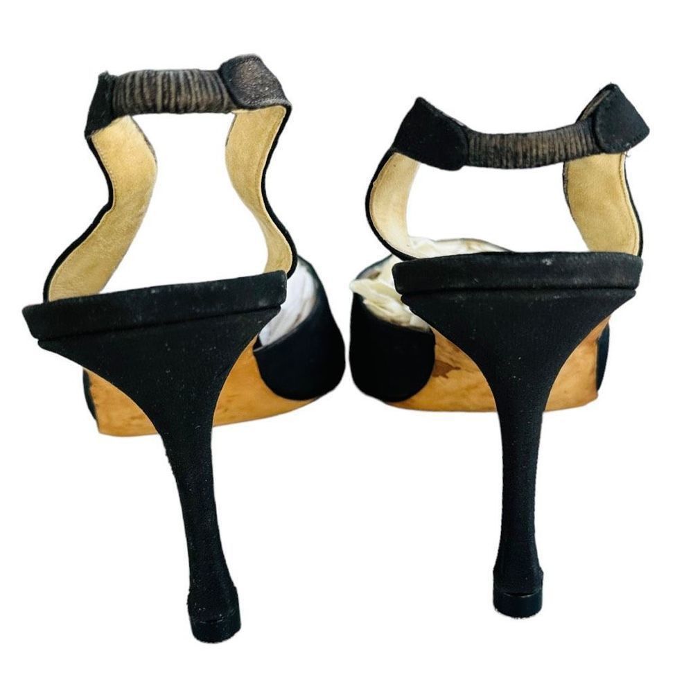 Manolo Blahnik MANOLOL BLAHNIK Carolyne 70 Black Leather Suede Slingback Pu Size US 8.5 / IT 38.5 - 5 Thumbnail
