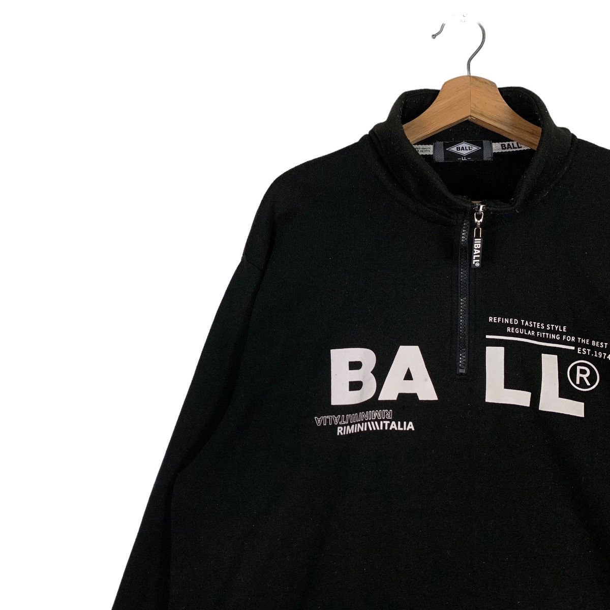 Japanese Brand BALL Big Logo Half Zip Turtle Neck Sweatshirts #0796-C36 Size US L / EU 52-54 / 3 - 6 Thumbnail