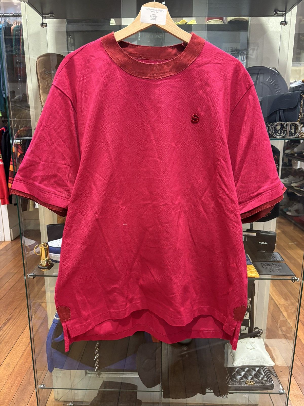 Sacai Embroidered Zipper Canvas Tee