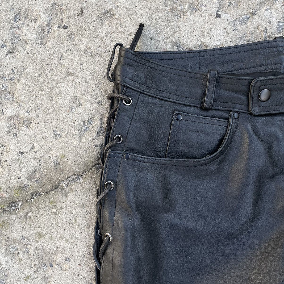 Leather × Vintage Vintage Japanese Style Leather Pants Moto 90s Y2K Style Size US 33 - 4 Thumbnail