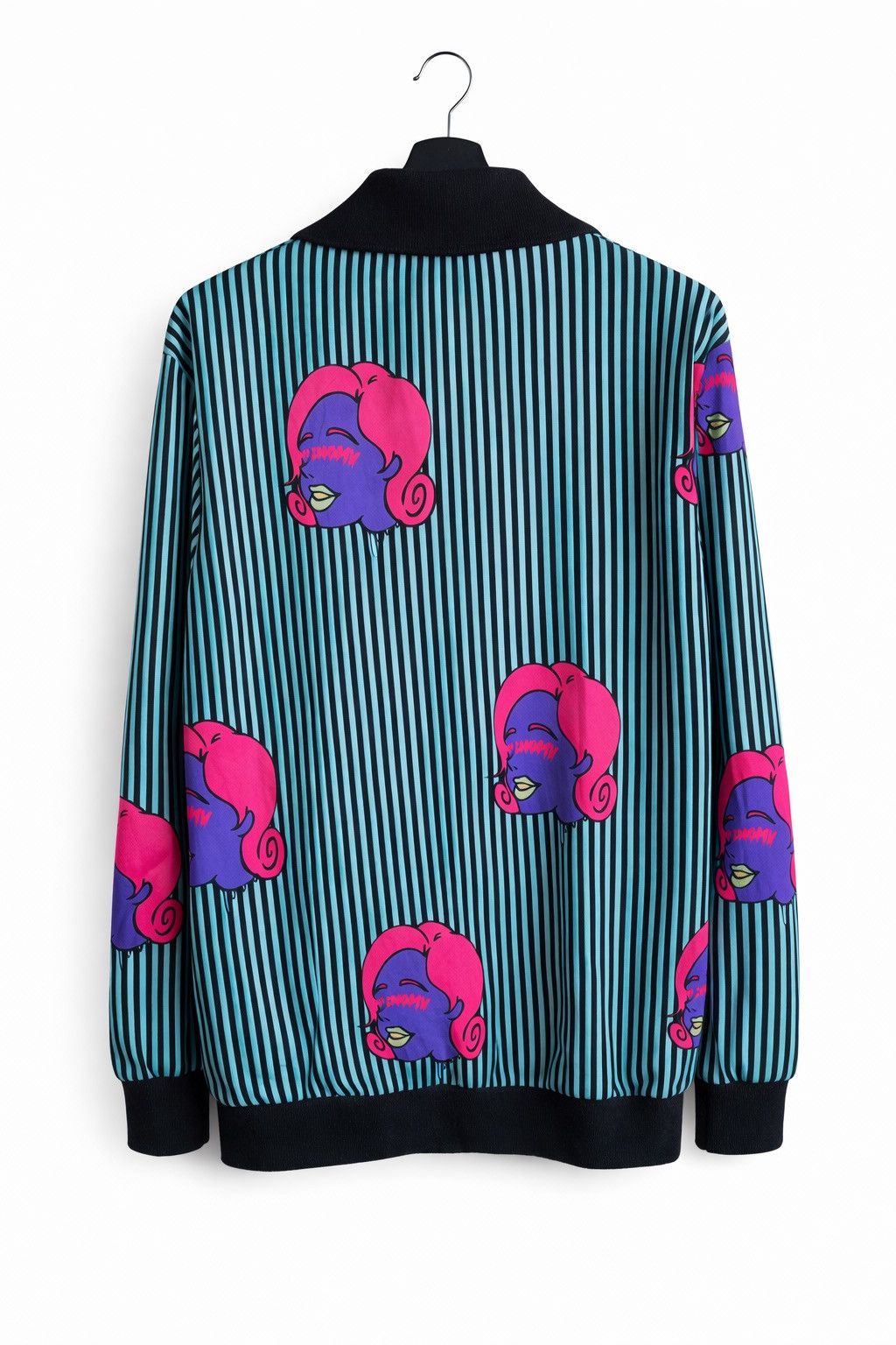 Japanese Brand After Venom Graphic Zip Jacket – Pop Art Face Print Striped Size L / US 10 / IT 46 - 2 Thumbnail