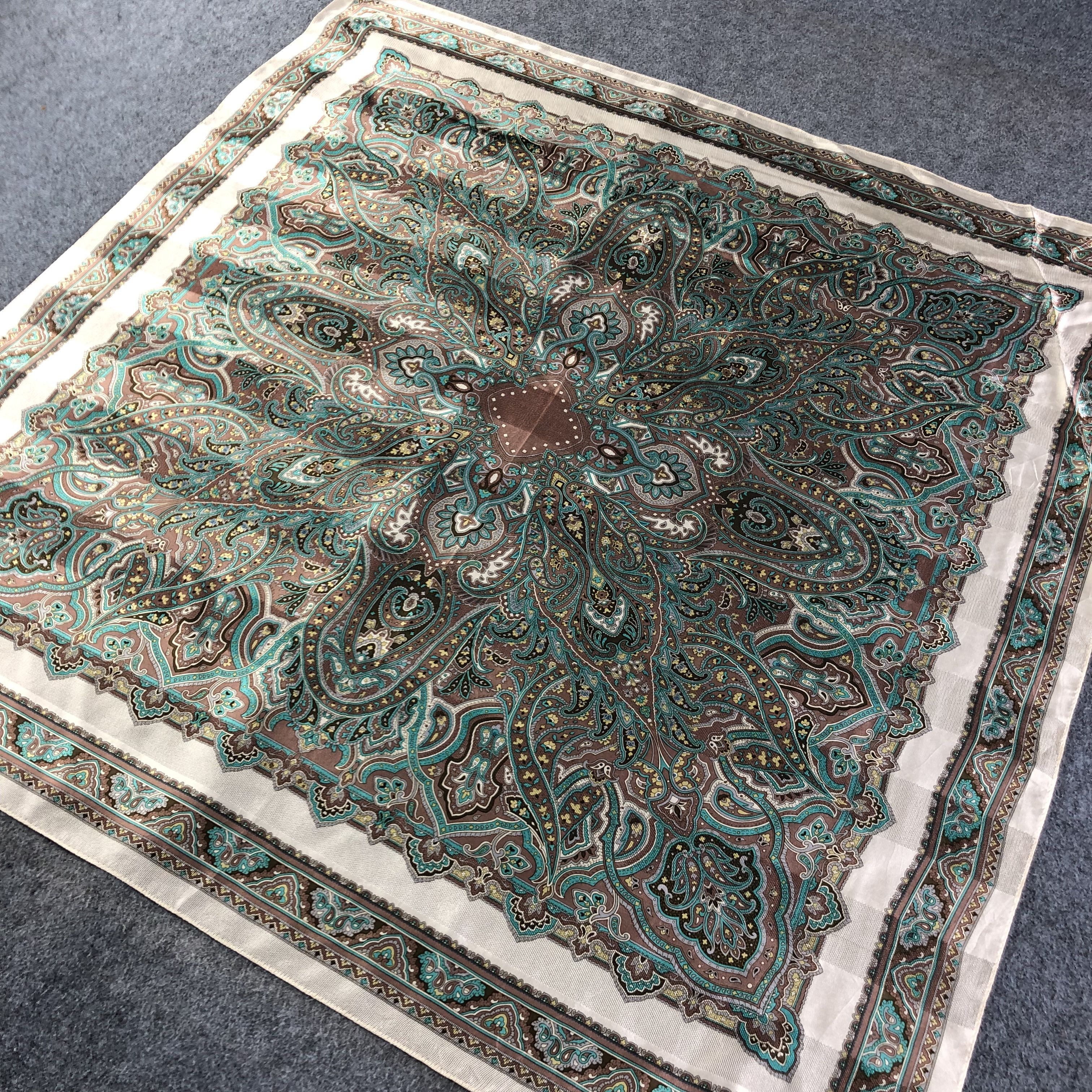 Japanese Brand Luxury Paisley Silk Scarf M552 Size ONE SIZE - 2 Thumbnail