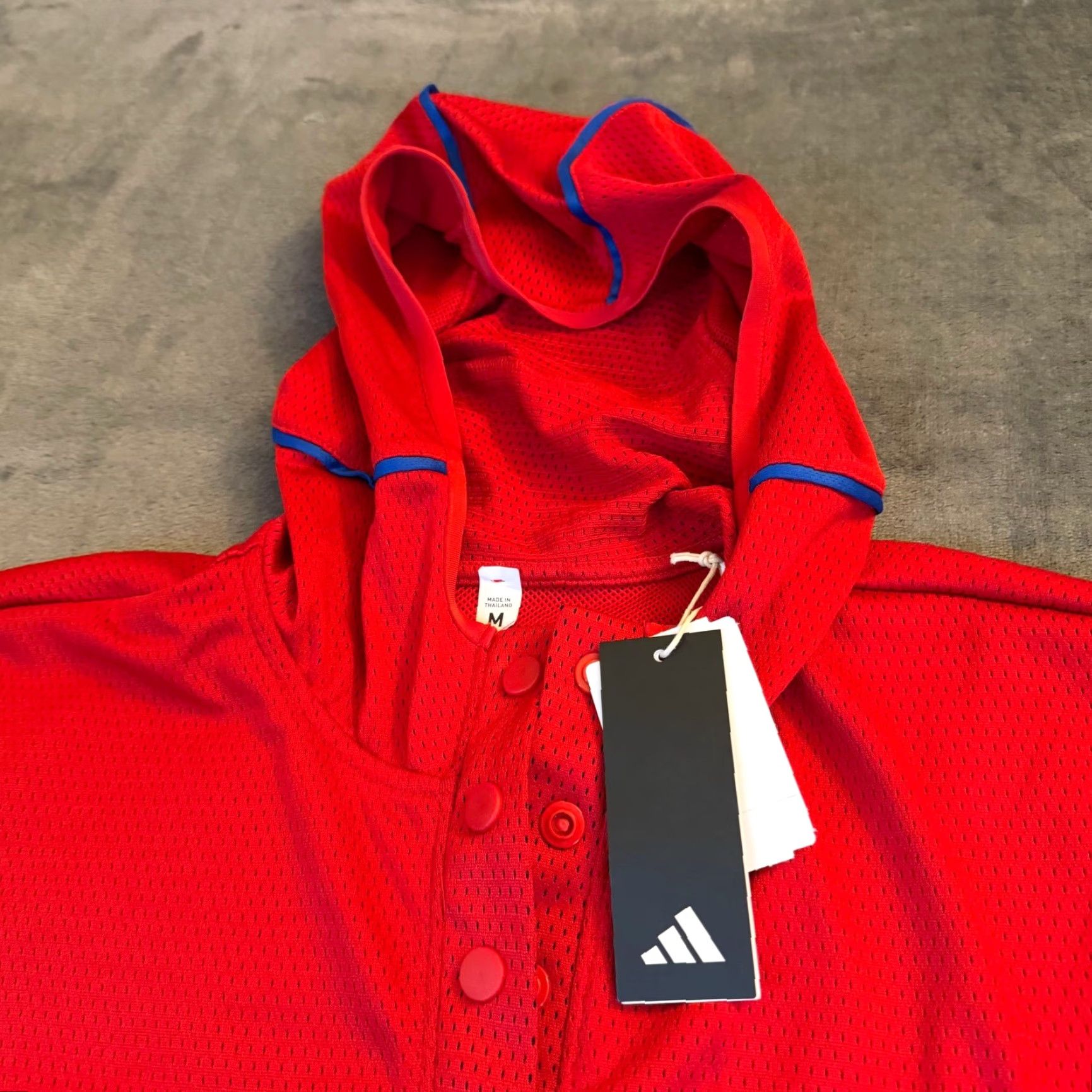Adidas VINTAGE adidas Kansas Jayhawks Pullover Hoodie Jersey Red Blue Men's Medium NWT Size US M / EU 48-50 / 2 - 2 Thumbnail