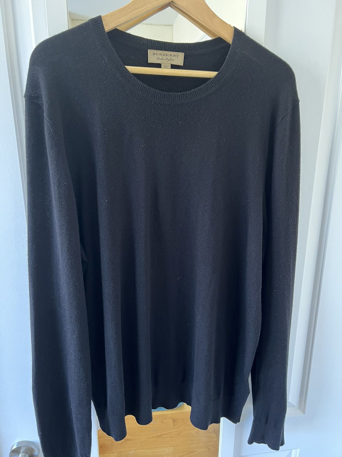 image of Burberry Elbow Patch Sweater in Black, Men's (Size XL)