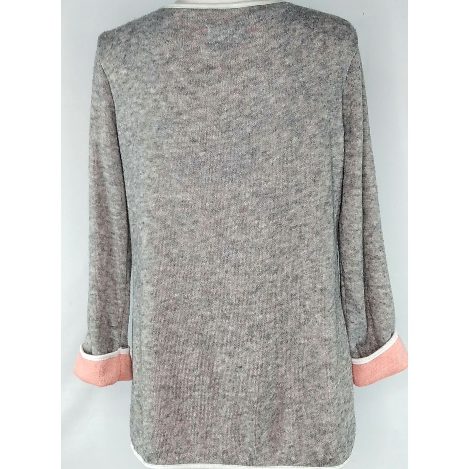 Vintage Helcarcii Cardigan Womens Size M Gray Open Front Knit Top Long Sleeve Pockets Size M / US 6-8 / IT 42-44 - 3 Thumbnail