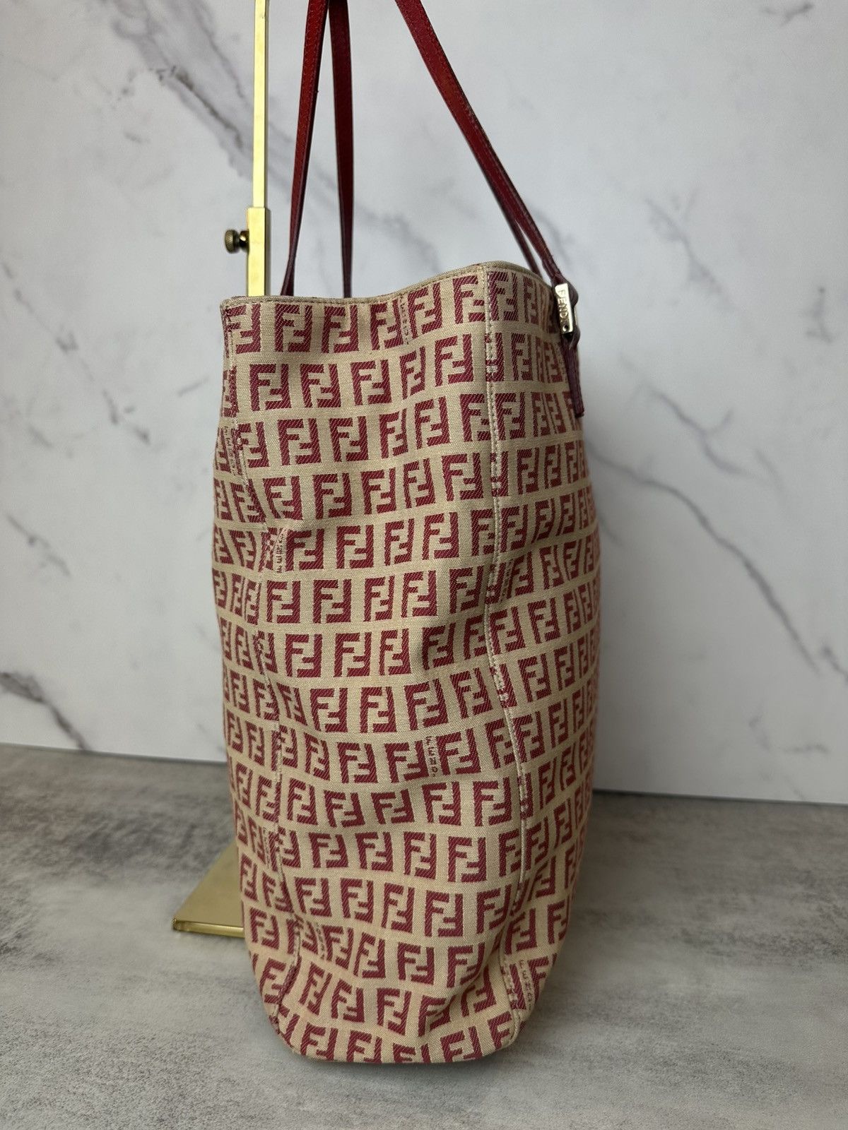 Fendi Fendi 1990s Red Zucca Canvas Tote Size ONE SIZE - 7 Thumbnail