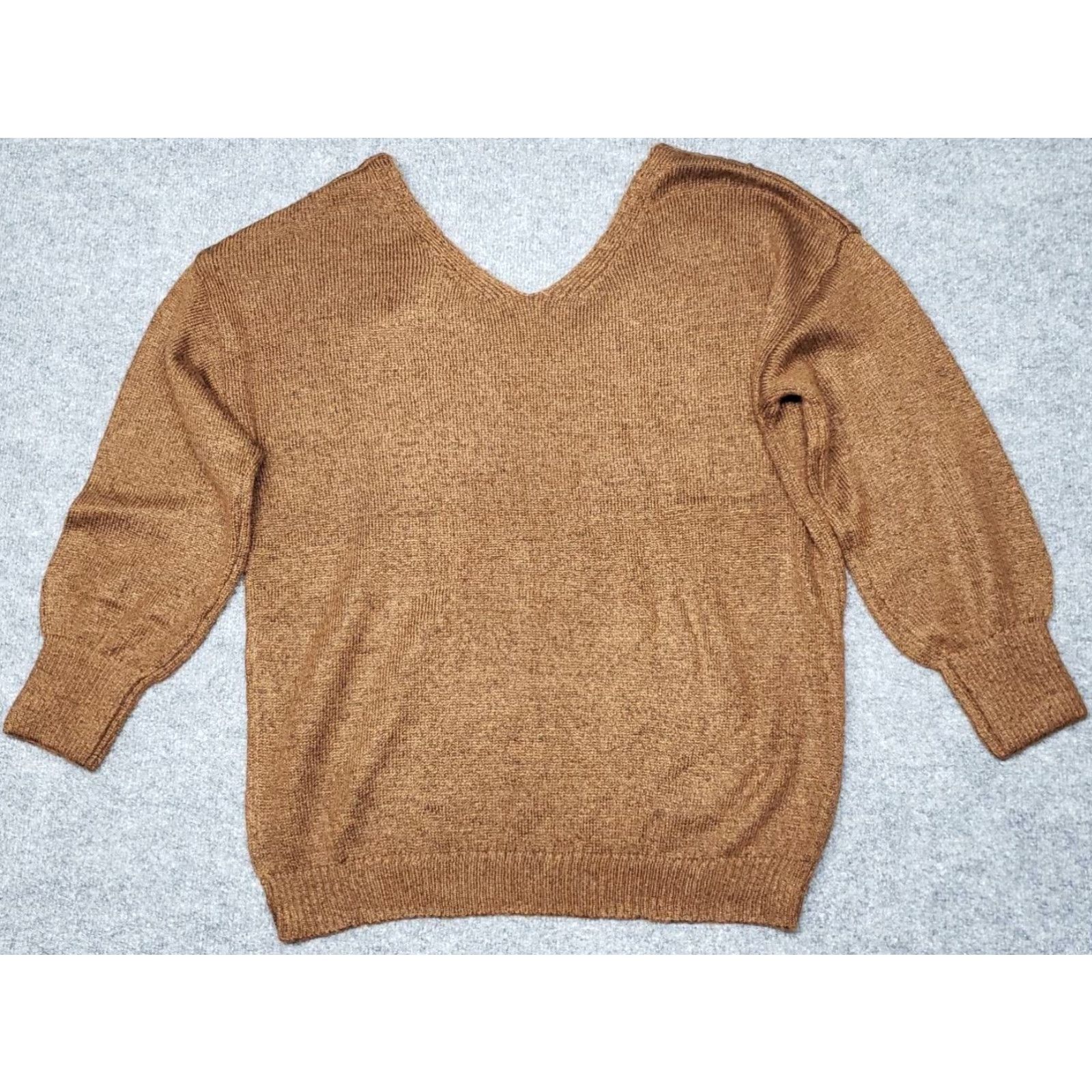 Vintage Rue21 Sweater Womens M Brown Long Sleeve Solid Minimalist V-Neck Pullover New Size M / US 6-8 / IT 42-44 - 7 Thumbnail