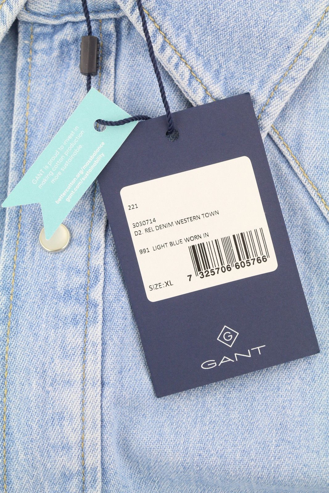 Gant REL DENIM WESTERN TOWN XL Light Blue Snap 87522 Size US XL / EU 56 / 4 - 7 Thumbnail