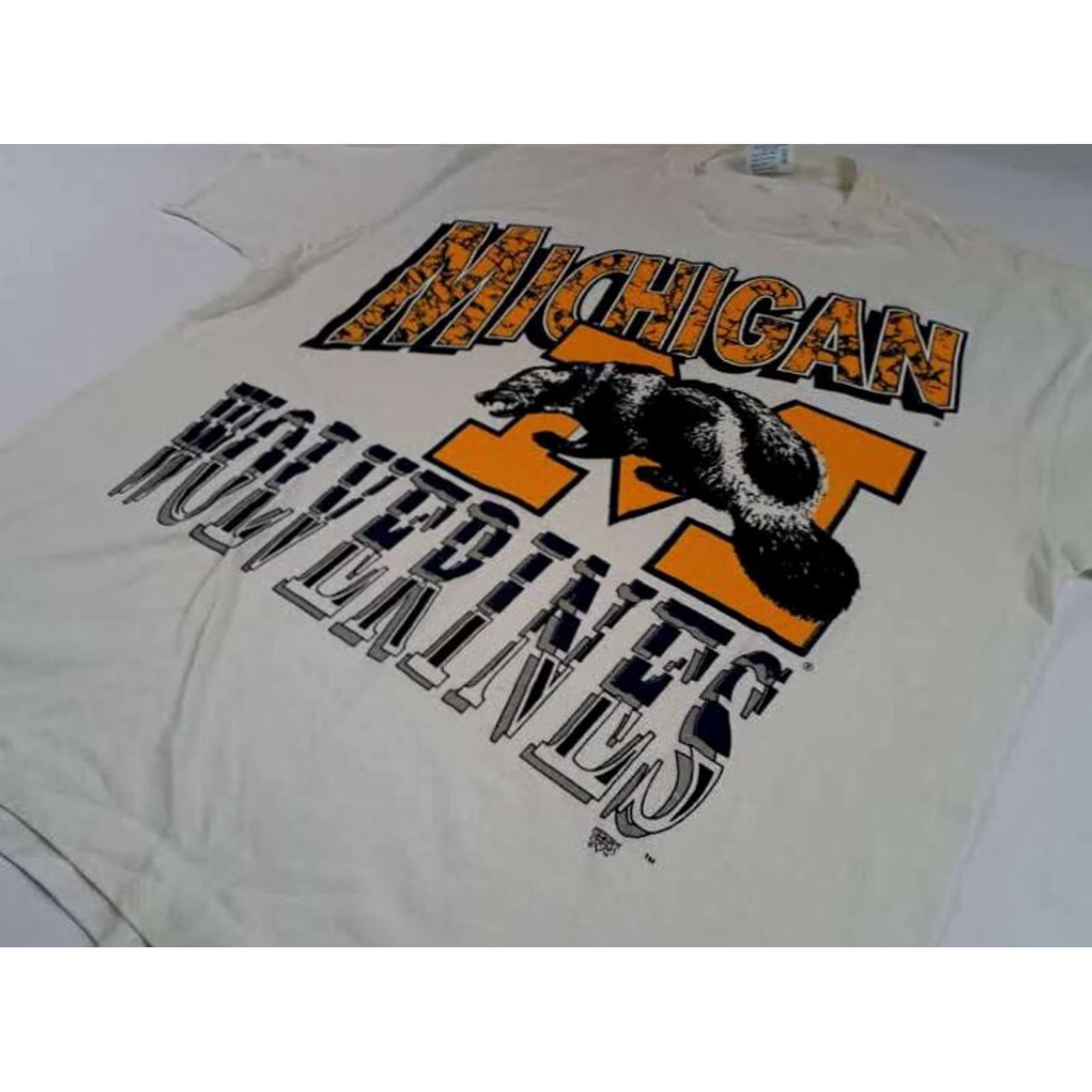 TEE JAYS VINTAGE USA Michigan Wolverines Tee-Jays T-Shirt 2XL White Mens U.S.A. Stitch Shirts 70s 80s Size US XXL / EU 58 / 5 - 2 Thumbnail