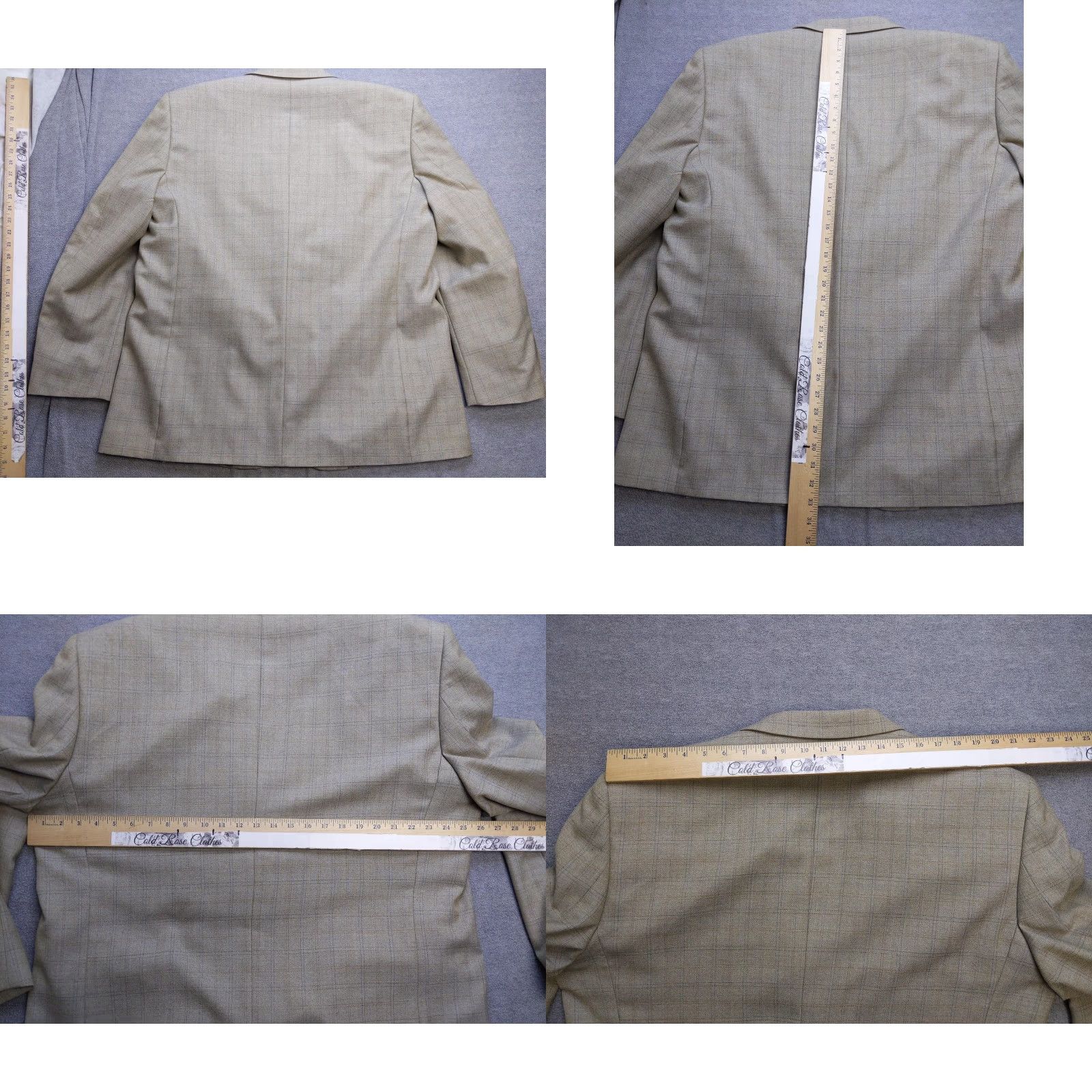 Vintage Versini Blazer Mens 50 Long Tan Beige Windowpane Wool Blend Sport Coat Jacket Size 50R - 8 Thumbnail