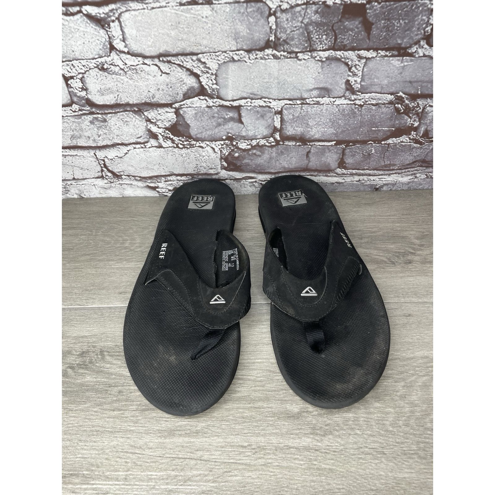 REEF Reef Black Synthetic Bottle Opener Foam Flip Flop Sandals Me Size US 13 / EU 46 - 1 Thumbnail