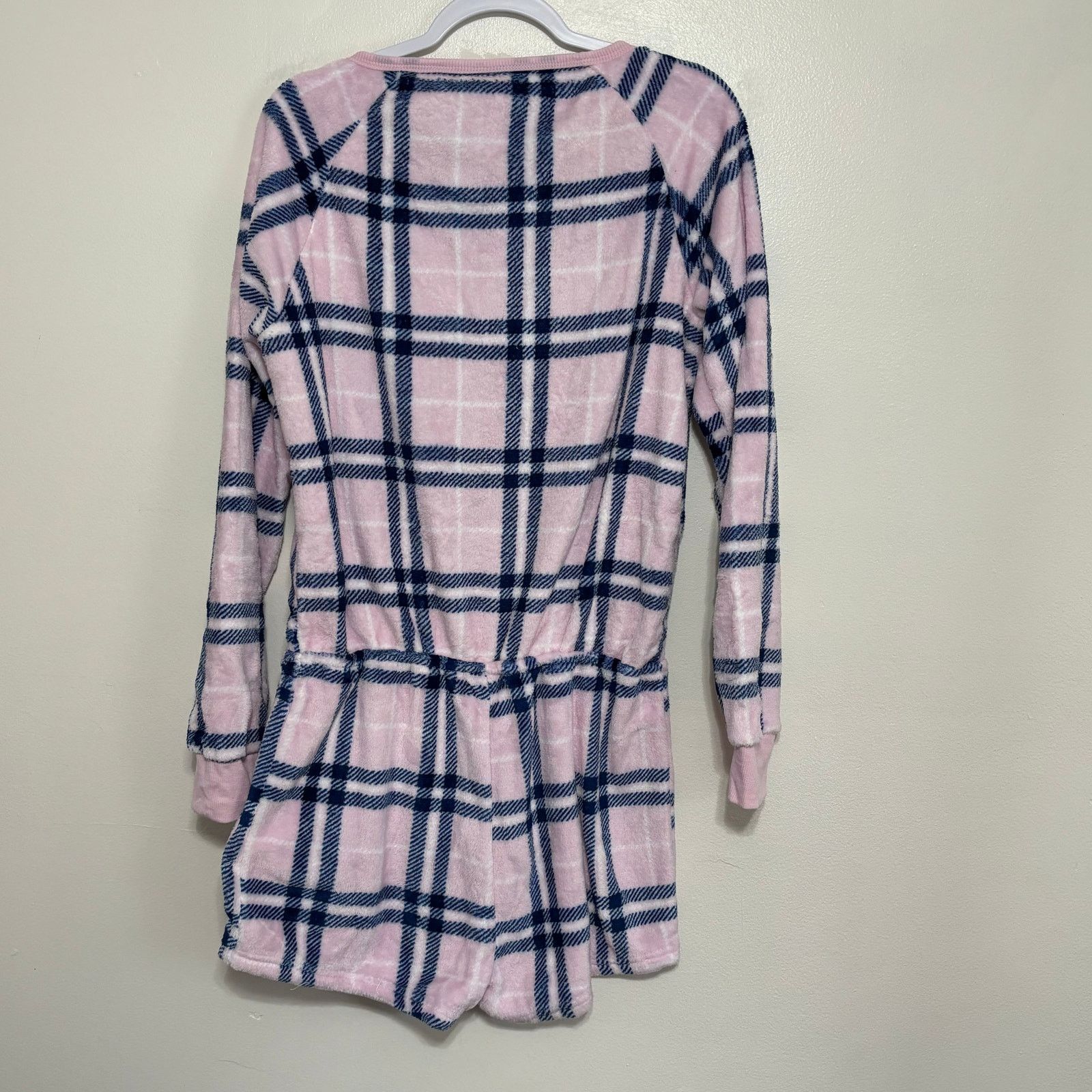 Fashion Nova Fashion Nova Pink Plaid Plush PJ Romper Size 1X NWT Size ONE SIZE - 3 Thumbnail