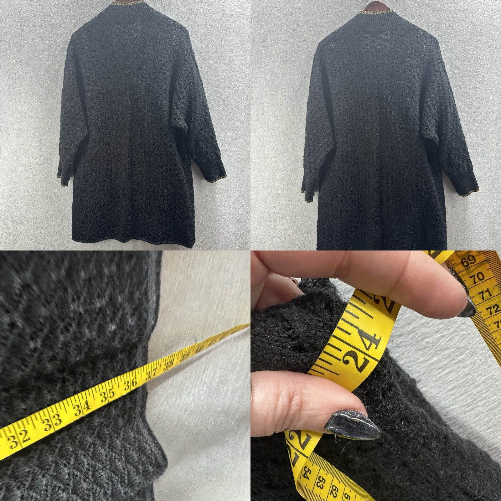 Vintage ROLLER RABBIT Cardigan Sweater Womens L Black Knit Cardigan Bohemian Classic 90s Style Designer Women's Large Black Cardigan Sweater Womens L Size L / US 10 / IT 46 - 8 Thumbnail