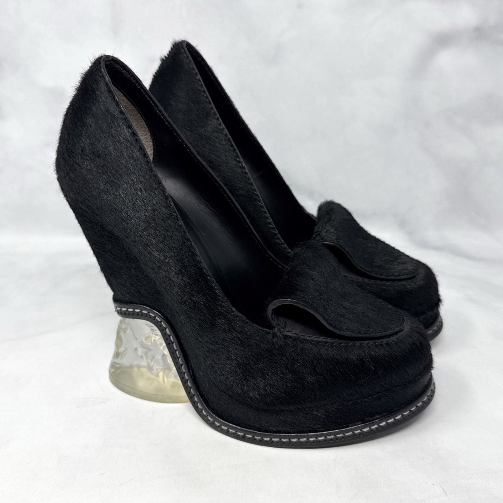 Fendi FENDI Ice Heel Calf Hair Leather Platform Wedge Pump Gothic Size US 6 / IT 36 - 3 Thumbnail