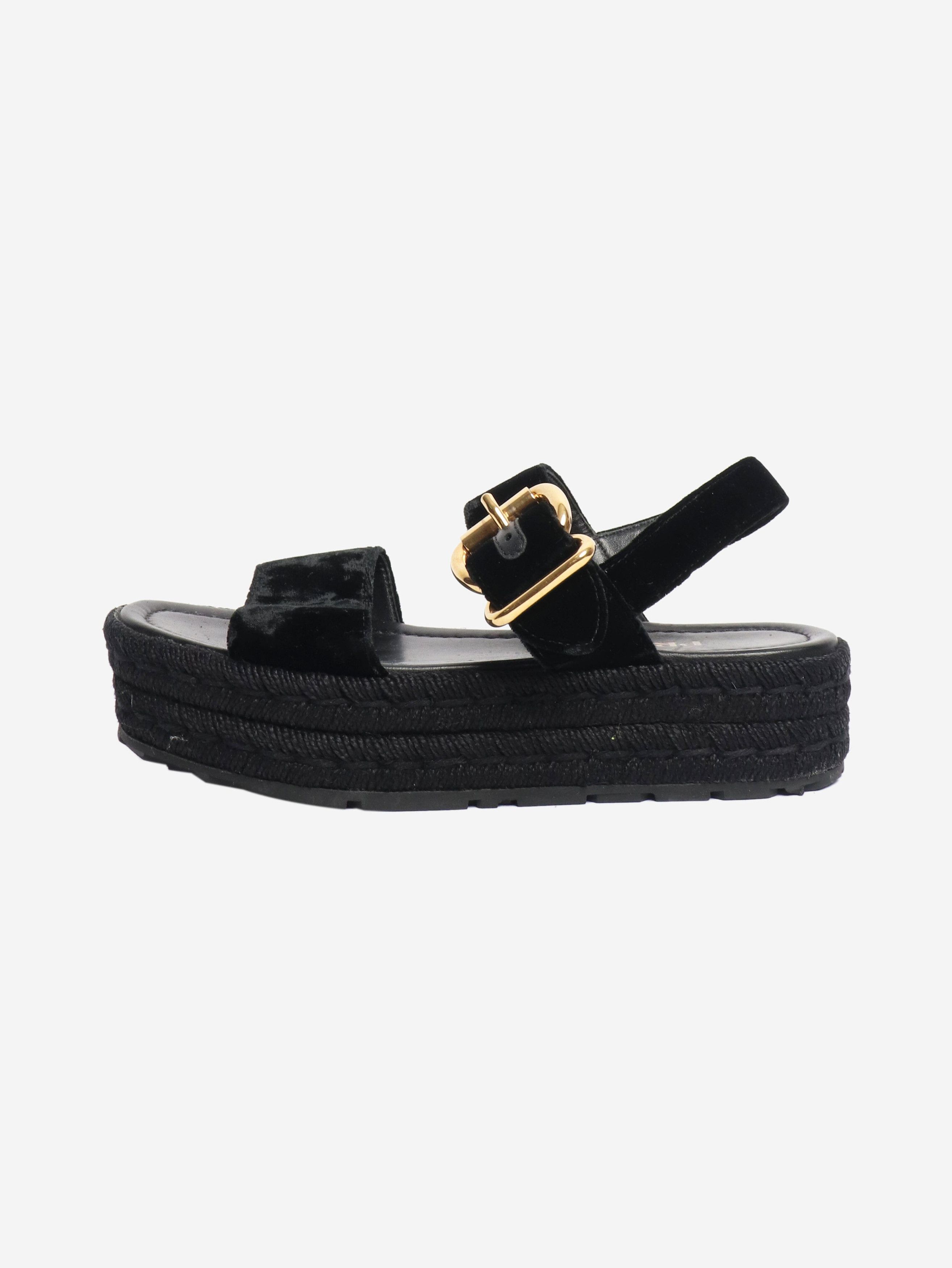 Prada Black velvet platform sandals - EU 37.5 Size US 6 / IT 36 - 1 Thumbnail