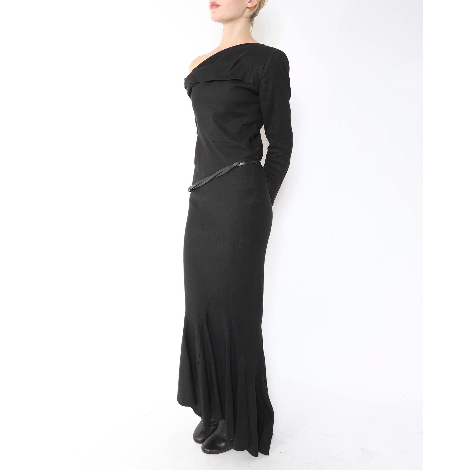 Haider Ackermann FW09 Off- Shoulder Maxi Dress in Black Size XS / US 0-2 / IT 36-38 - 2 Thumbnail
