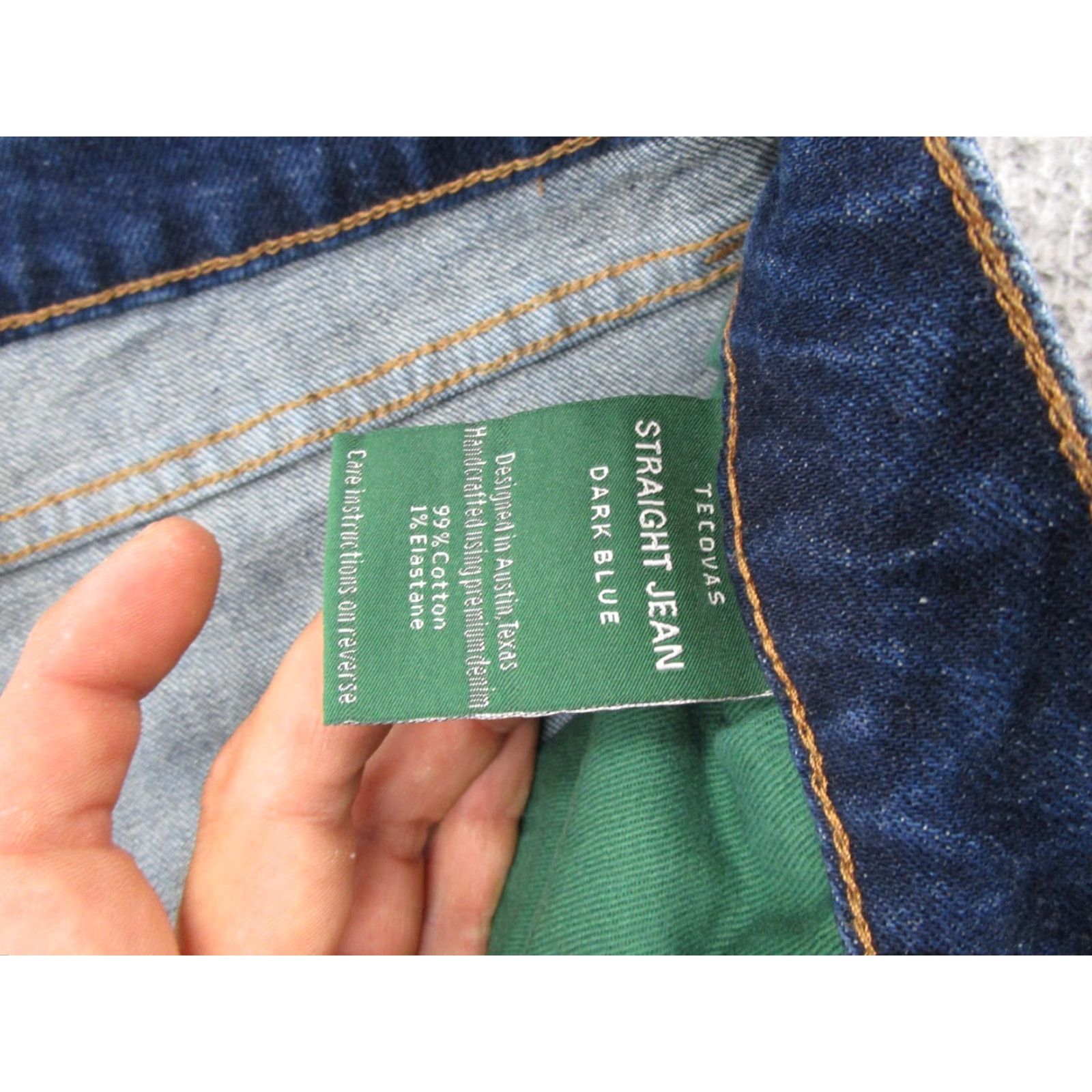 Tecovas Tecovas Jeans Straight Dark Blue Denim Mens Regular 42x34 5-Pocket Design Comfort Stretch Vintage? No, Not Vintage Orange? Wait no. Size US 42 / EU 58 - 5 Thumbnail