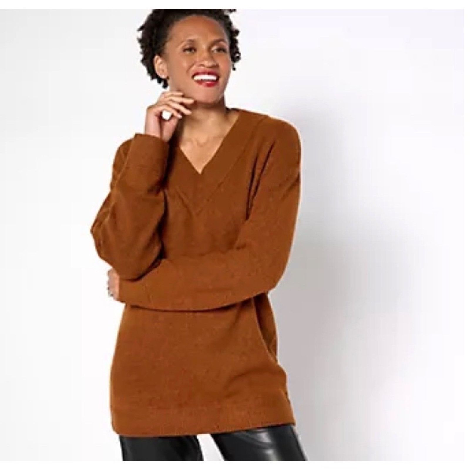 & Other Stories By Stacy London Burnt Orange V-Neck Tunic Sweater XS A670717 Size XS / US 0-2 / IT 36-38 - 1 Thumbnail