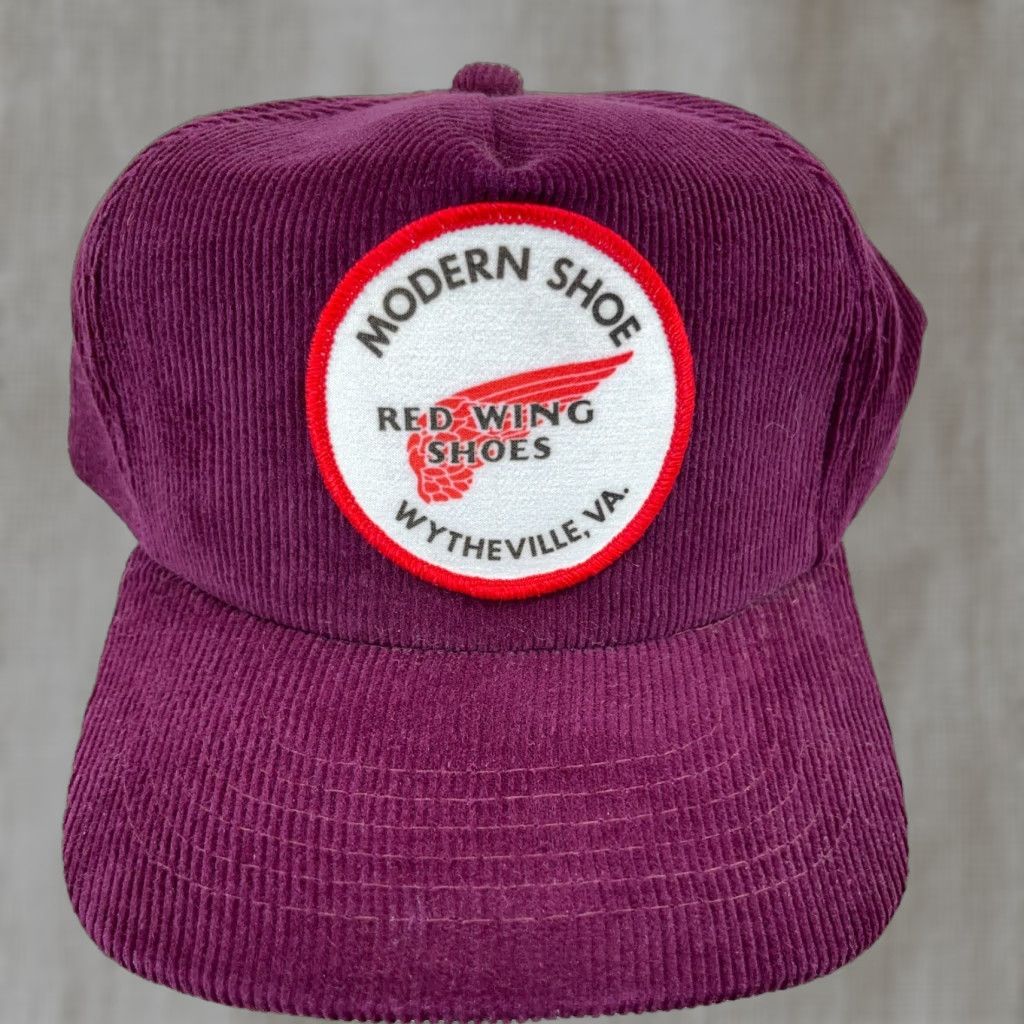 Vintage VINTAGE Red Wing Shoes Baseball Cap Hat Snapback Adjustable Corduroy Maroon 90s Retro Patriotic Men Size ONE SIZE - 1 Thumbnail
