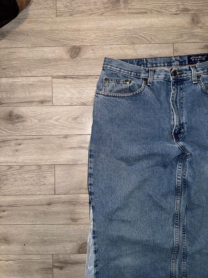 JNCO custom y2k flared flower light wash denim Size US 35 - 3 Thumbnail