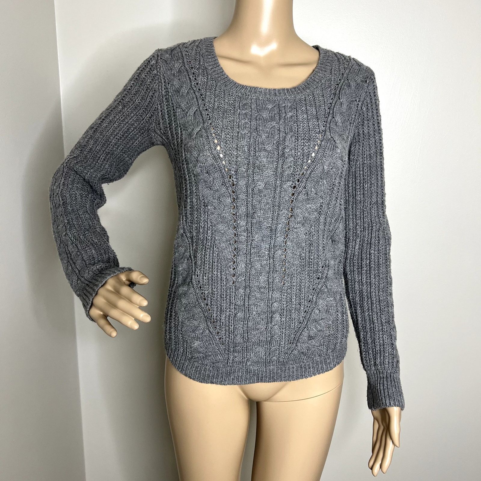 Other SO Gray Knitted Scoop Neck Sweater Size M / US 6-8 / IT 42-44 - 1 Thumbnail