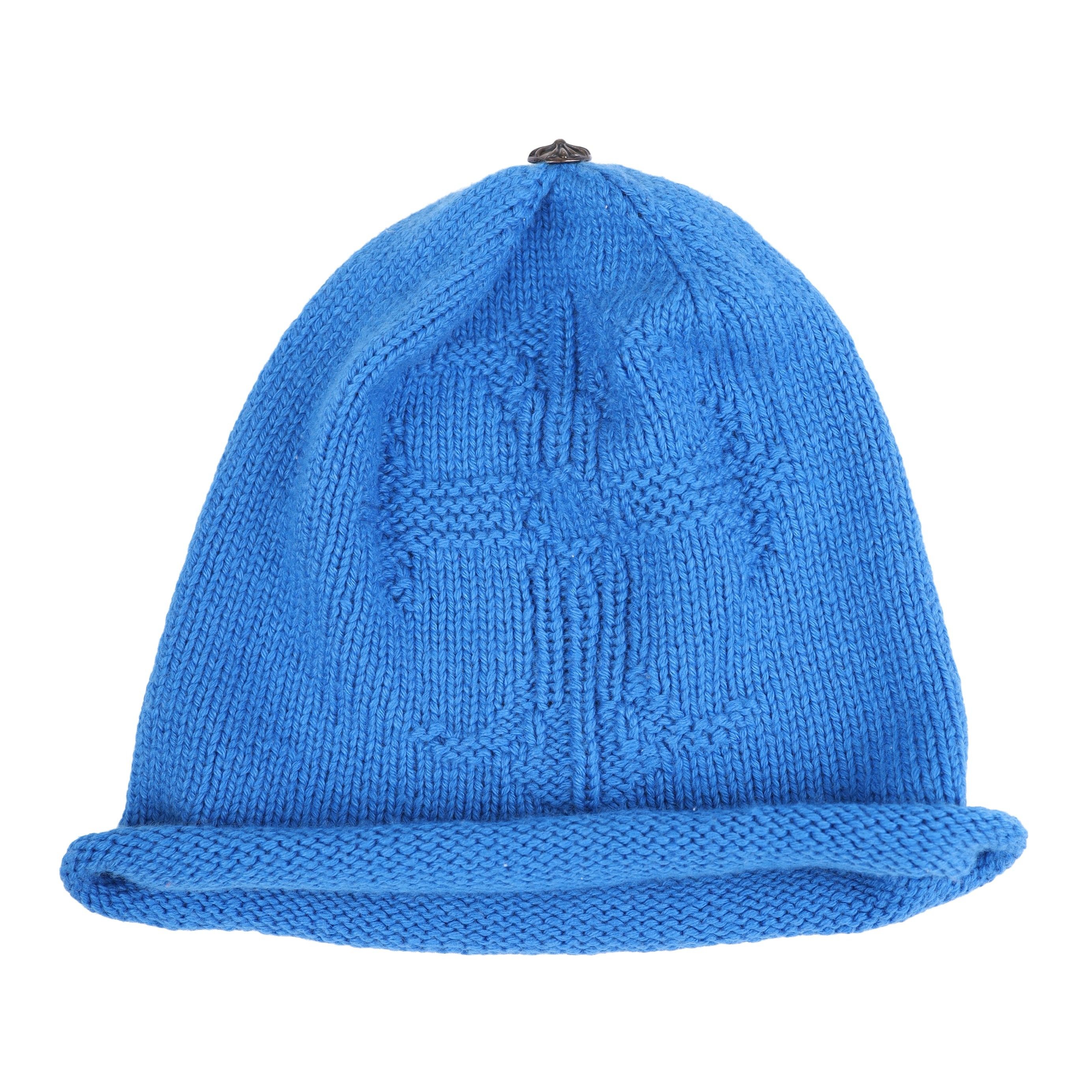 Chrome Hearts BLUE CASHMERE CROSS WEAVE KNIT BEANIE Size ONE SIZE - 1 Thumbnail