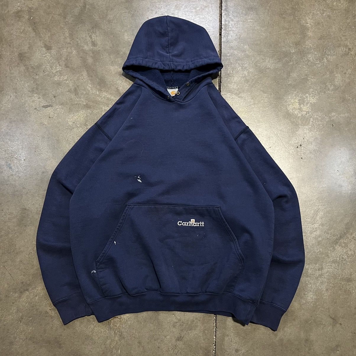 Carhartt × Vintage Vintage 90s Carhartt Hoodie Sweatshirt Workwear Faded Boxy Size US XL / EU 56 / 4 - 1 Thumbnail