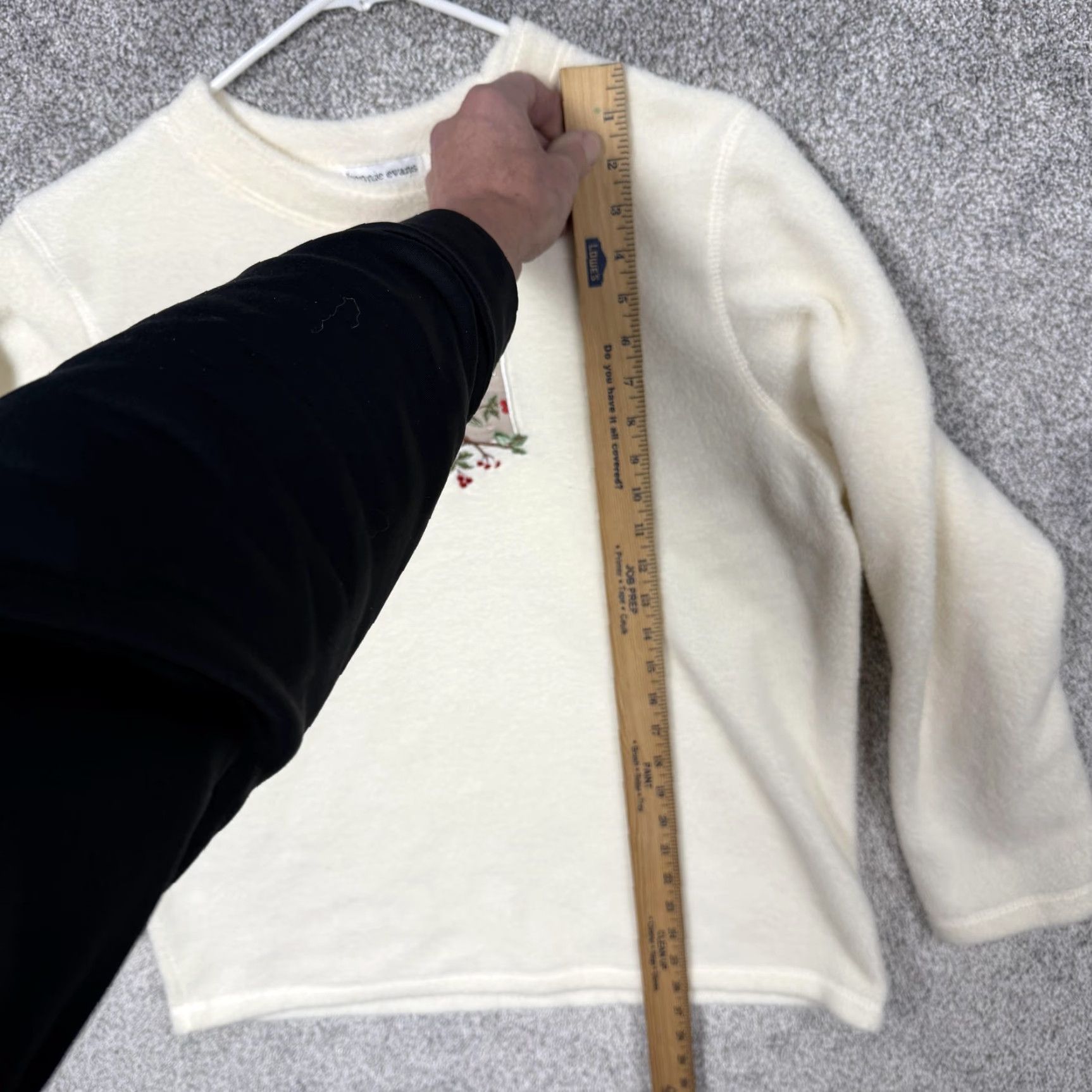 Vintage Bonnie Evans Fleece Sweater Womens L Cream Cardinal Embroidered Bird Grandmacore Size L / US 10 / IT 46 - 2 Thumbnail