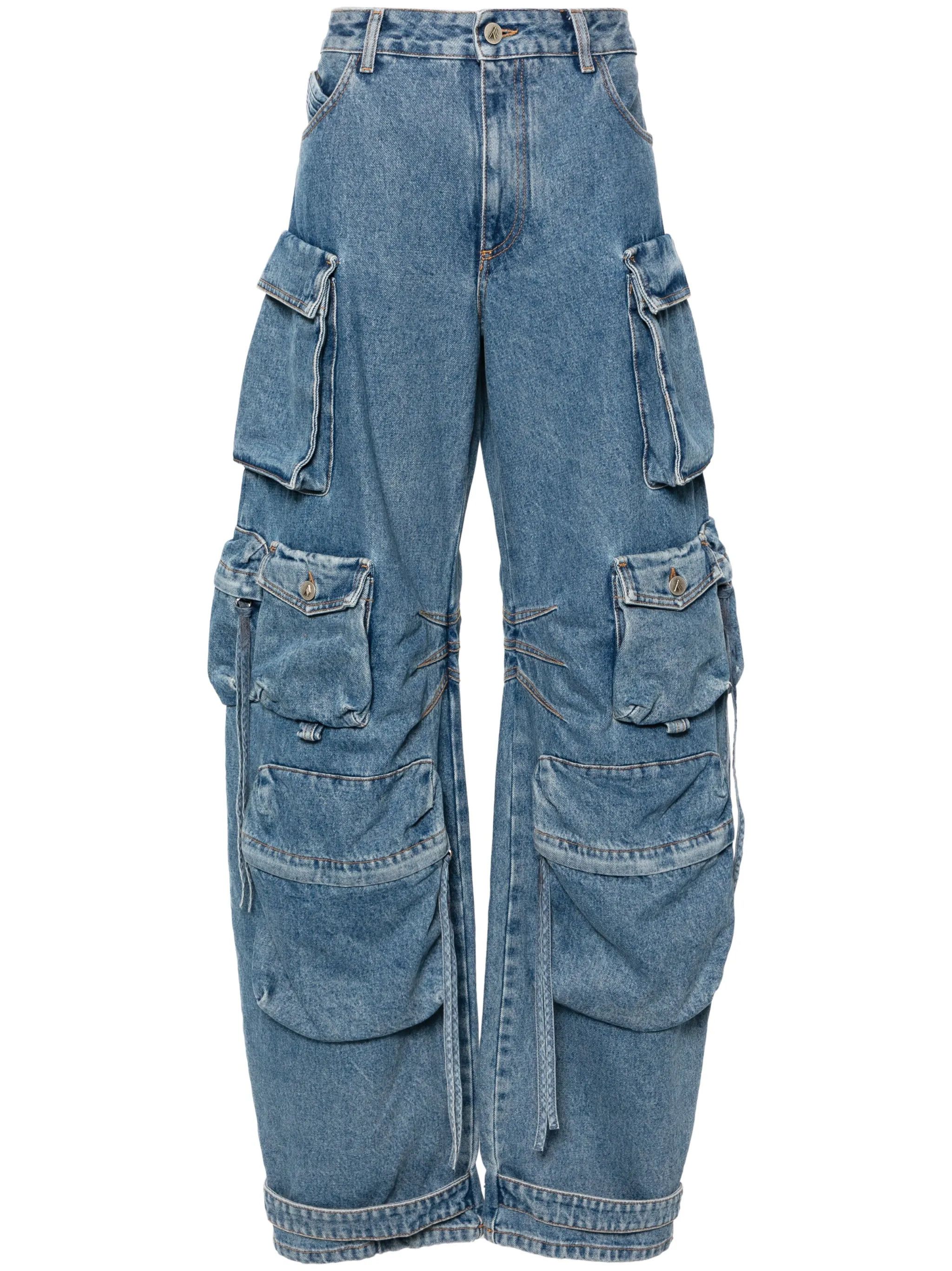 The Attico o1s22i1n0325 Fern Cargo Jeans in Light Blue Size 27" / US 4 / IT 40 - 1 Thumbnail