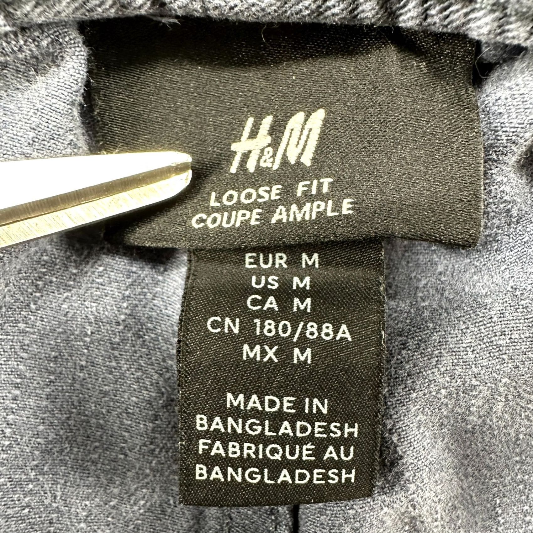H&M H&M Pants Mens M Blue Cargo Loose Fit Drawstring Herringbone Baggy Military Wide-Leg Casual Workwear 90s Size US 31 - 5 Thumbnail