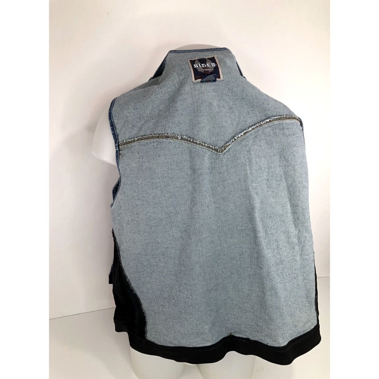 Harley Davidson HARLEY DAVIDSON Biker Denim Vest Mens 3XL Leather Trim Snap Closure Size US XXL / EU 58 / 5 - 6 Thumbnail