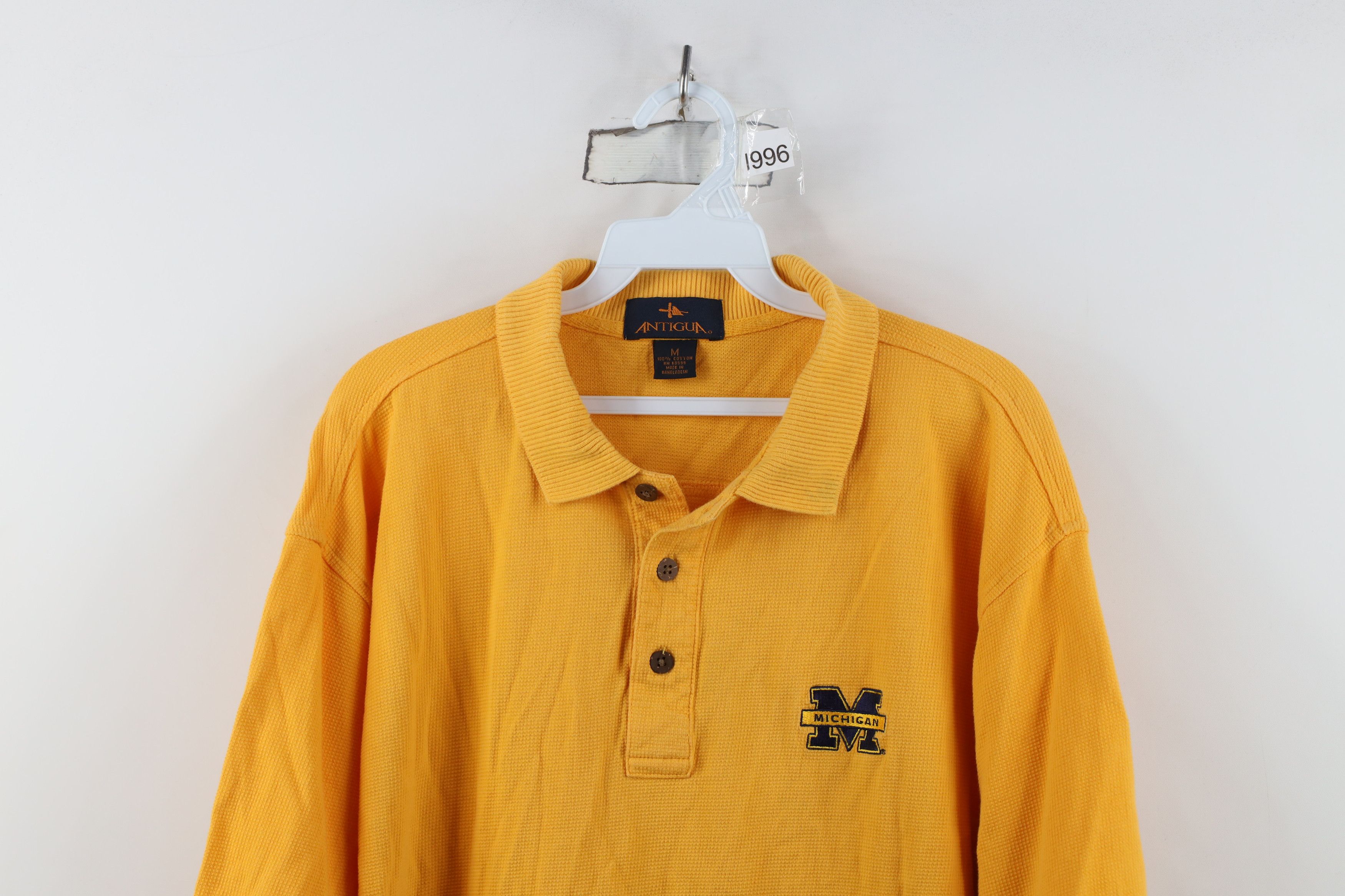 Vintage Vintage 90s University of Michigan Thermal Knit Golf Polo Size US M / EU 48-50 / 2 - 2 Thumbnail