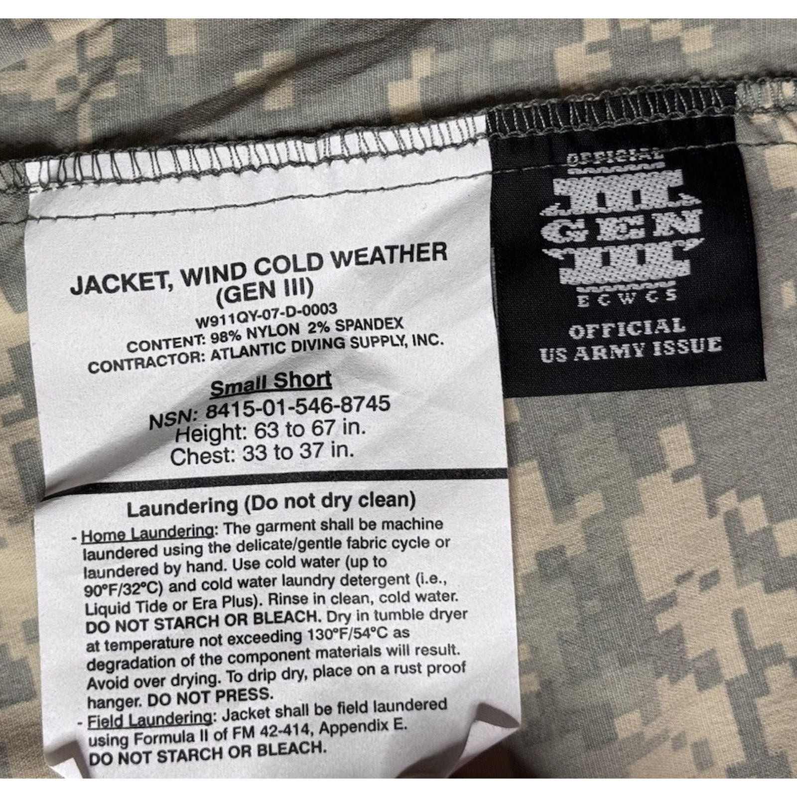 Other Jacket, Wind Cold (GEN III) Small NSN: 8415-01-546-8745 Size US S / EU 44-46 / 1 - 4 Thumbnail